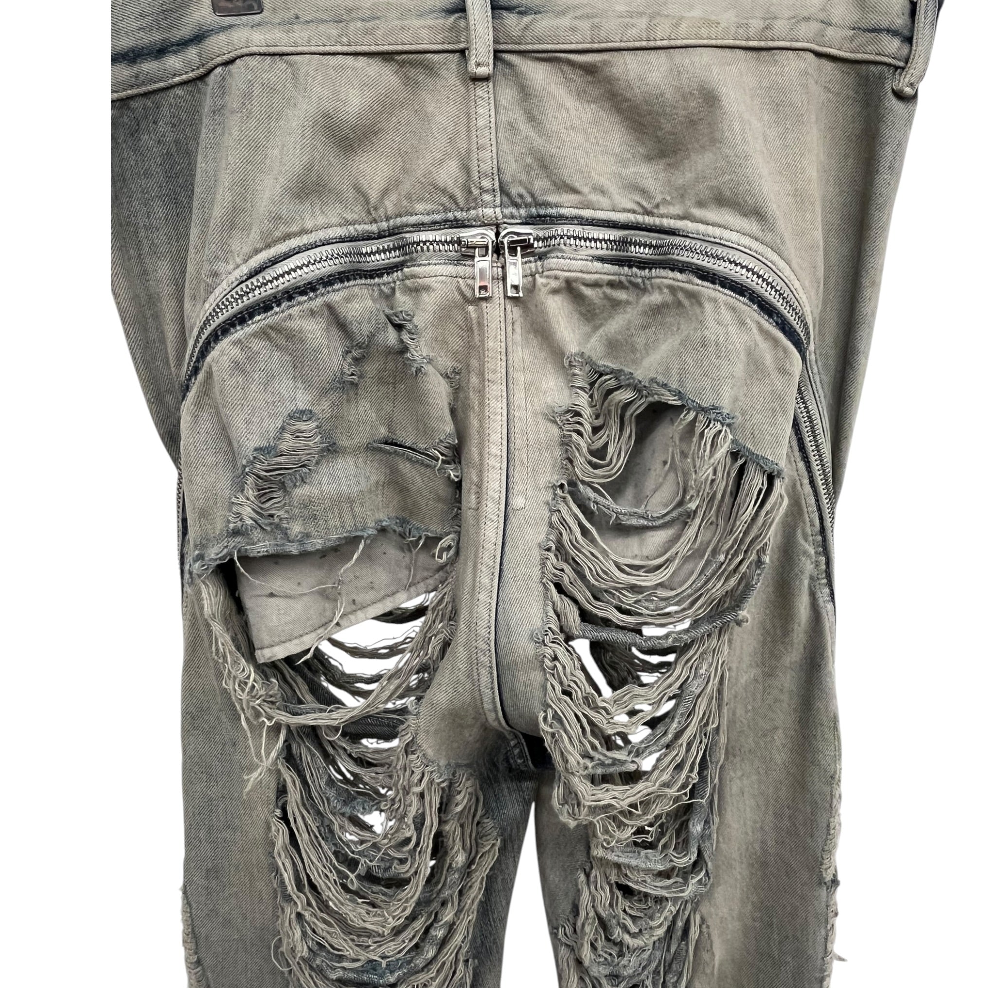Rick Owens/Pants/32/Cotton/BLU/MINERAL WASH SHREDDED BOLAN view 6