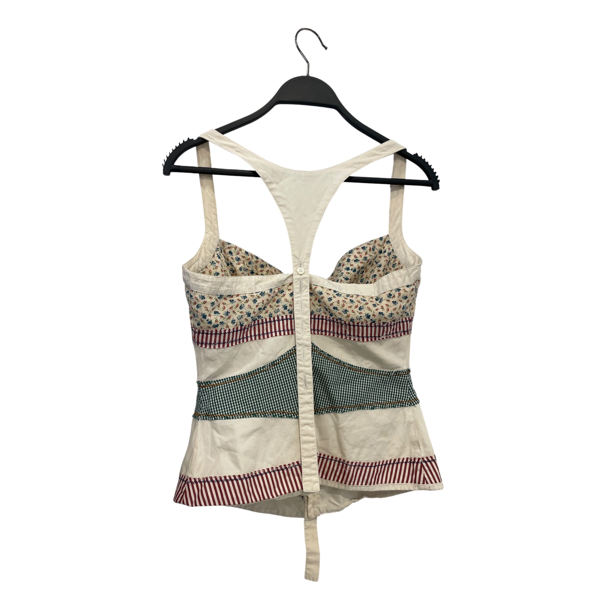 DSQUARED2/Camisole/S/Floral Pattern/Cotton/WHT/patchwork view 2