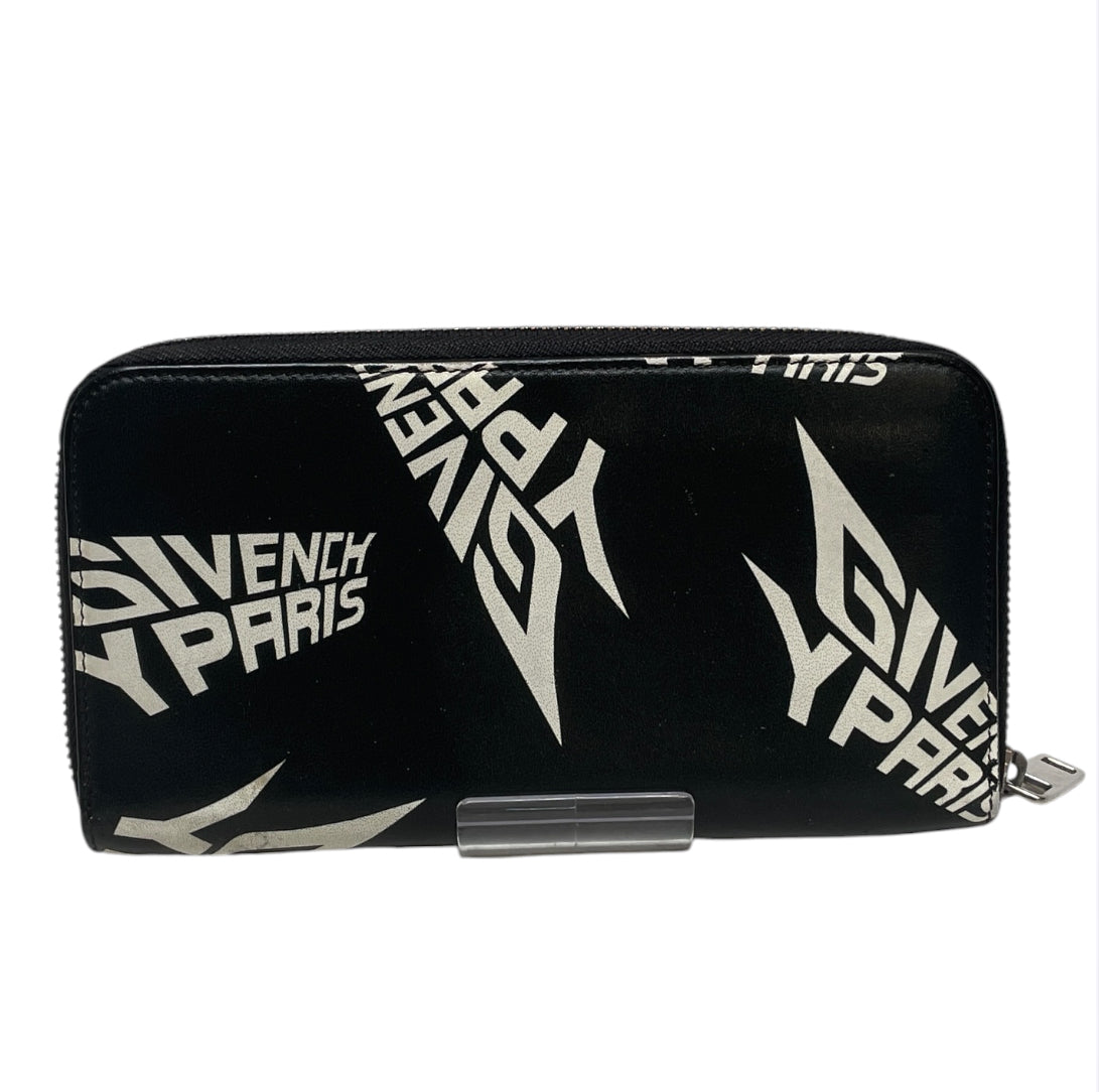 GIVENCHY/Long Wallet/All Over Print/Leather/BLK/L's/blk whte logo view 1