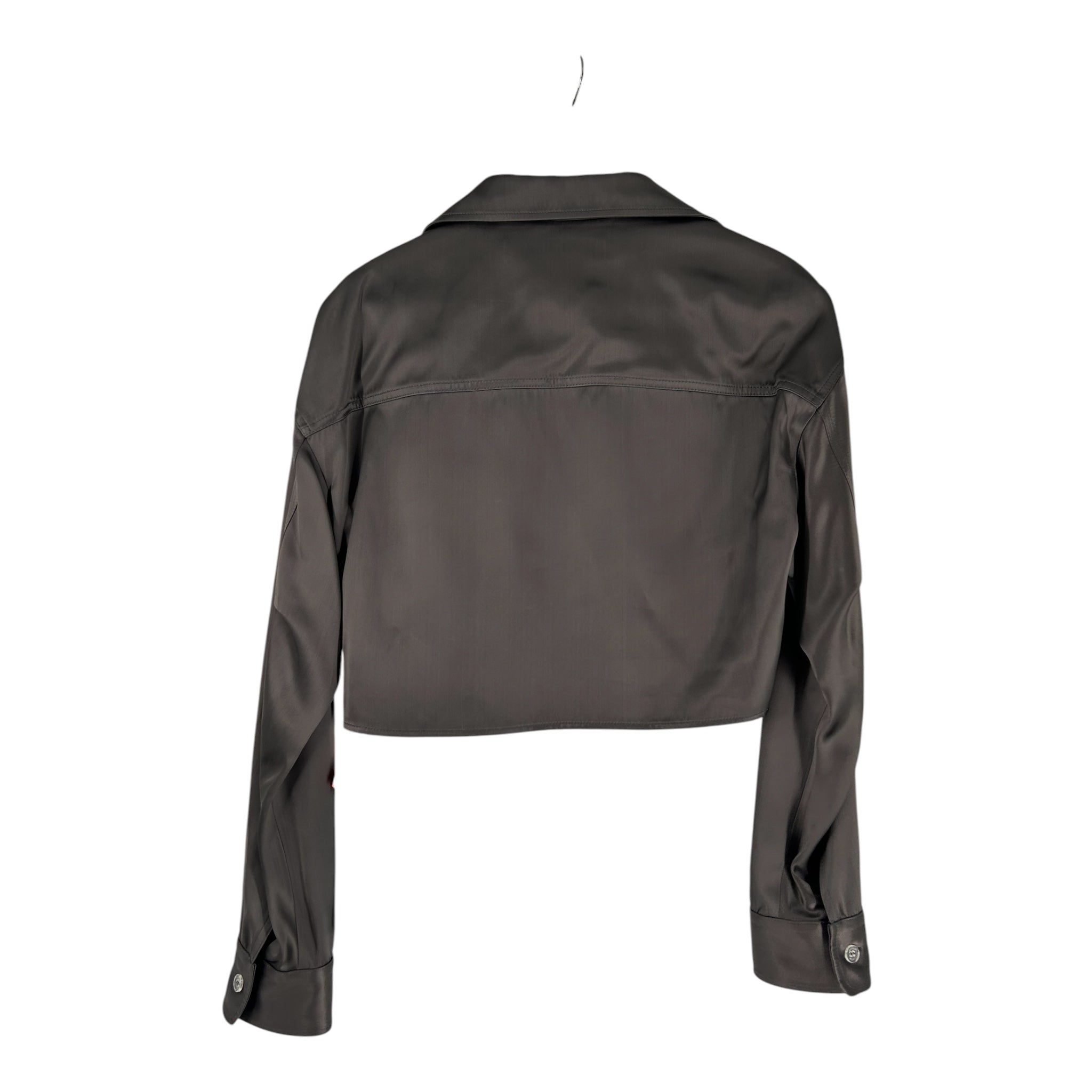 OFF-WHITE/SS Shirt/42/Silk/GRY/ls cropped w logo on pkt frnt view 2