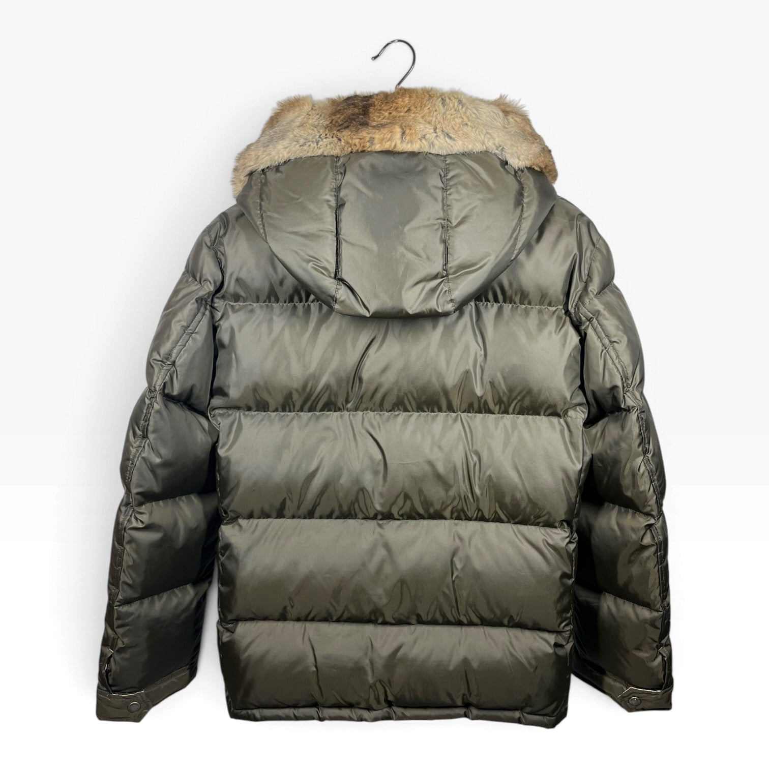 BURBERRY BLACK LABEL/Puffer Jkt/L/Polyester/GRN/Goose Down Rabbit Fur Collar view 2