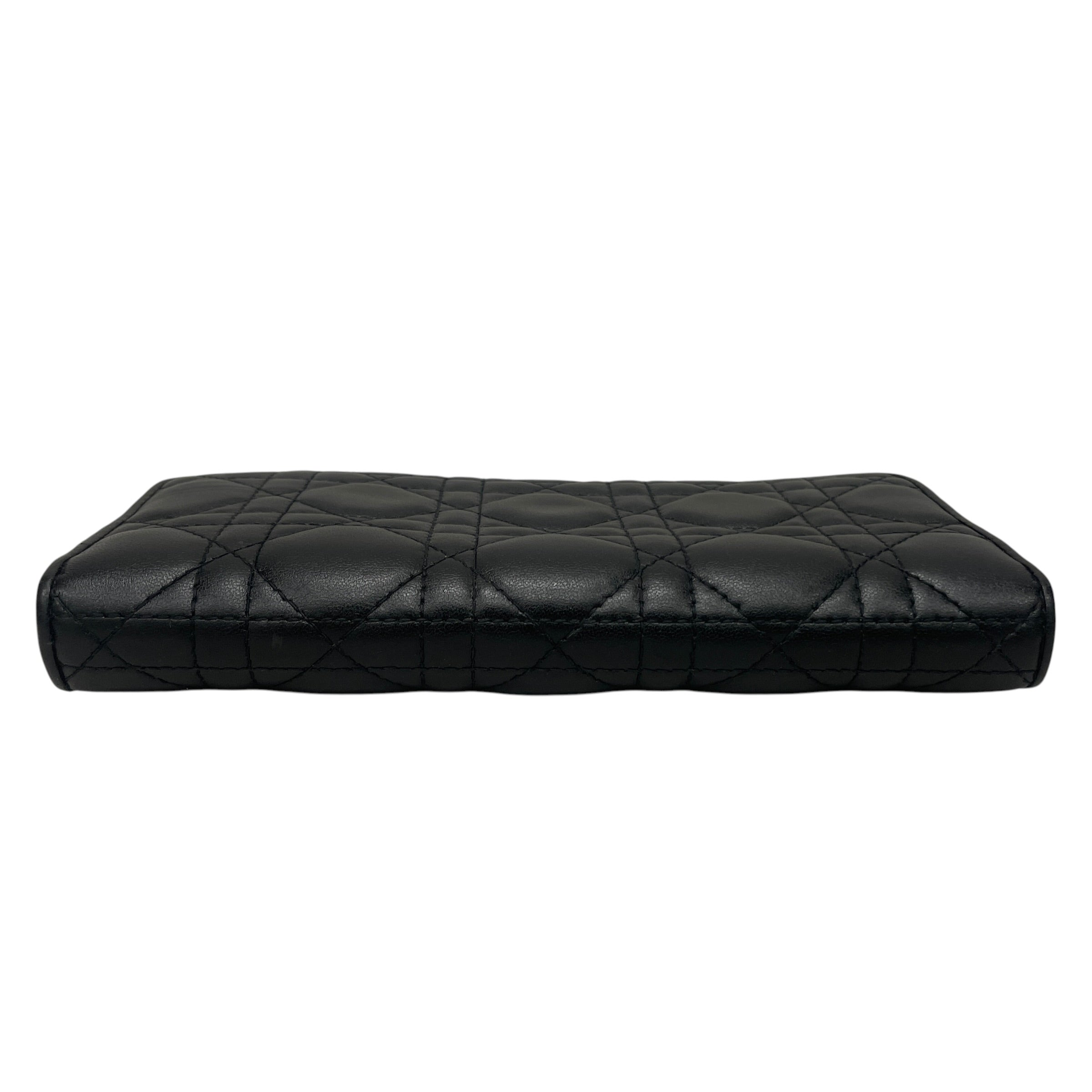 Christian Dior/Long Wallet/Leather/BLK/L's/LADY DIOR VOYAGEUR view 3