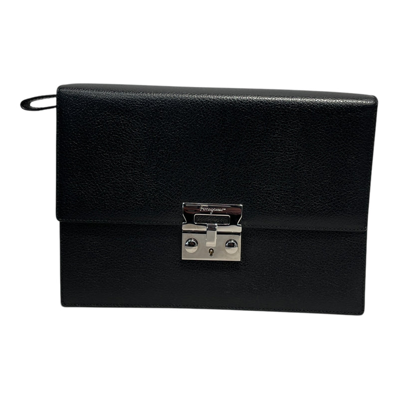 Salvatore Ferragamo/Clutch Bag/OS/Leather/BLK/CLUTCH BRIEFCASE