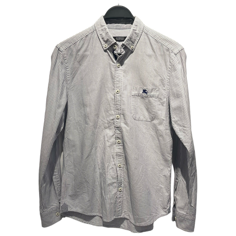 BURBERRY BLACK LABEL/LS Shirt/2/Gray/Cotton/Stripe/