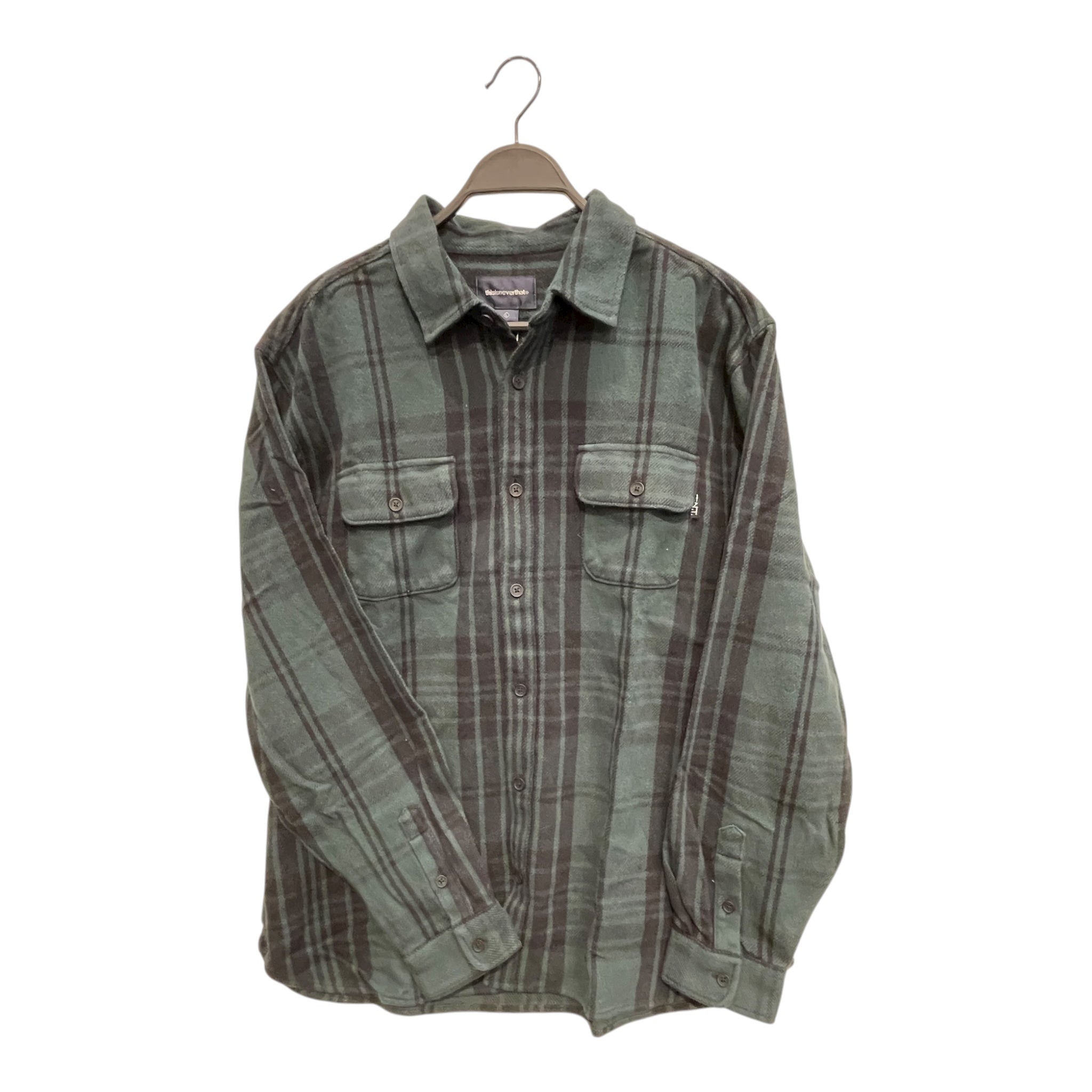 thisisneverthat/Flannel Shirt/L/Cotton/GRN/Plaid/grn black flannel view 1