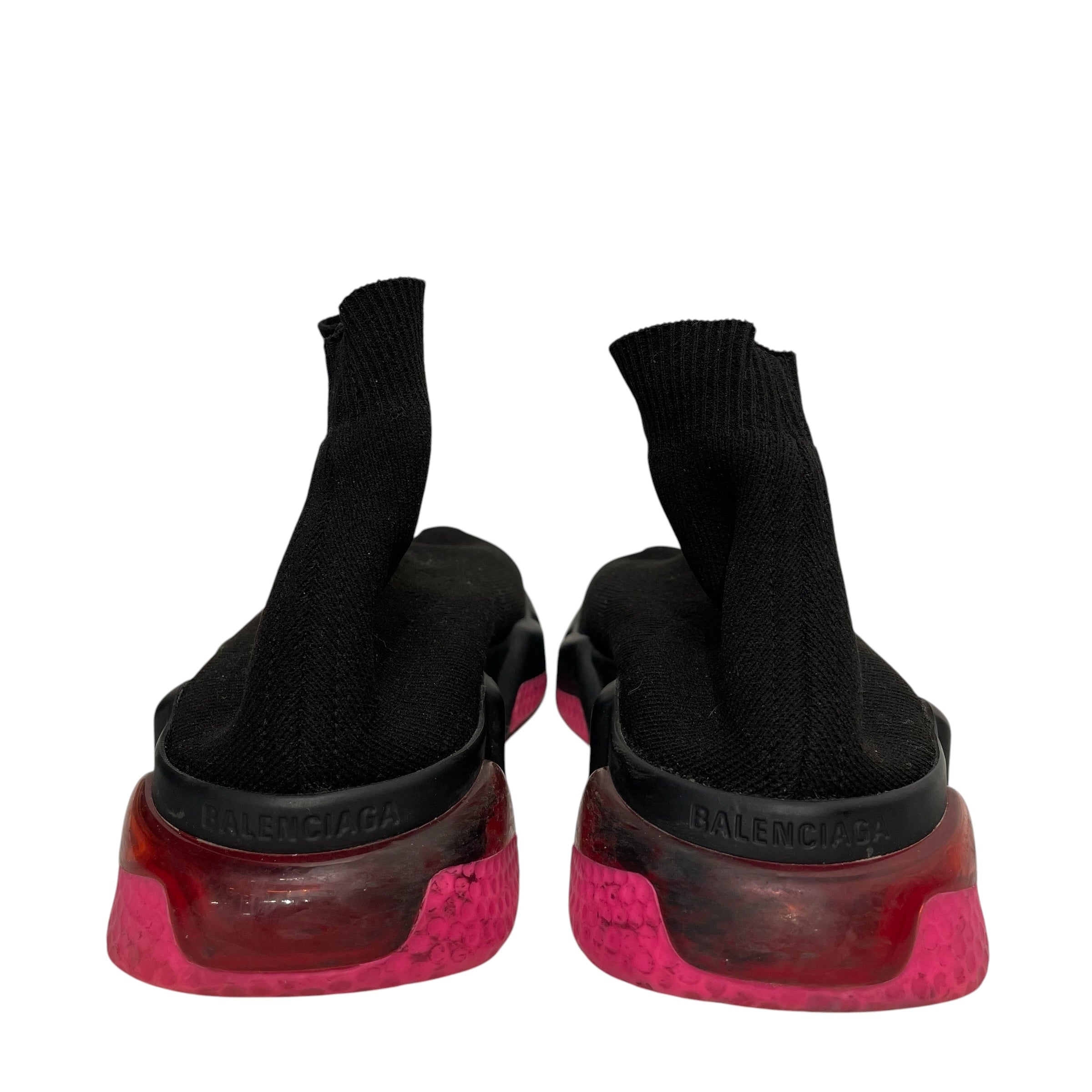 BALENCIAGA/Hi-Sneakers/US 8/Cotton/BLK/BLACK AND PINK SPEED TRAINER view 5