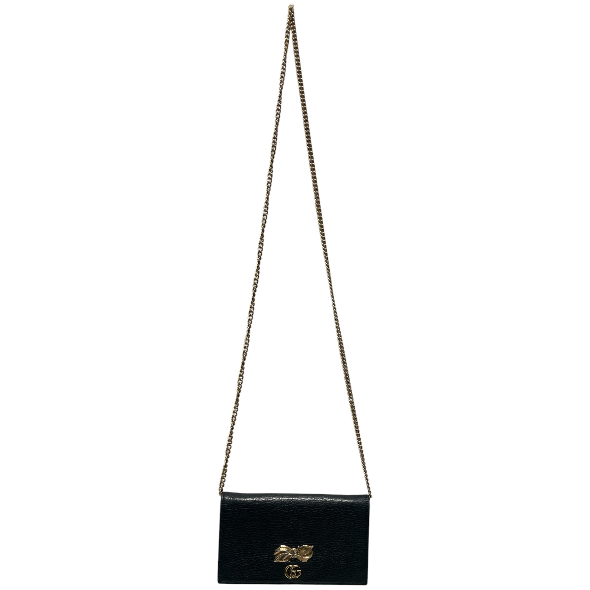 GUCCI/Cross Body Bag/Leather/BLK/Bow Wallet On Chain view 1