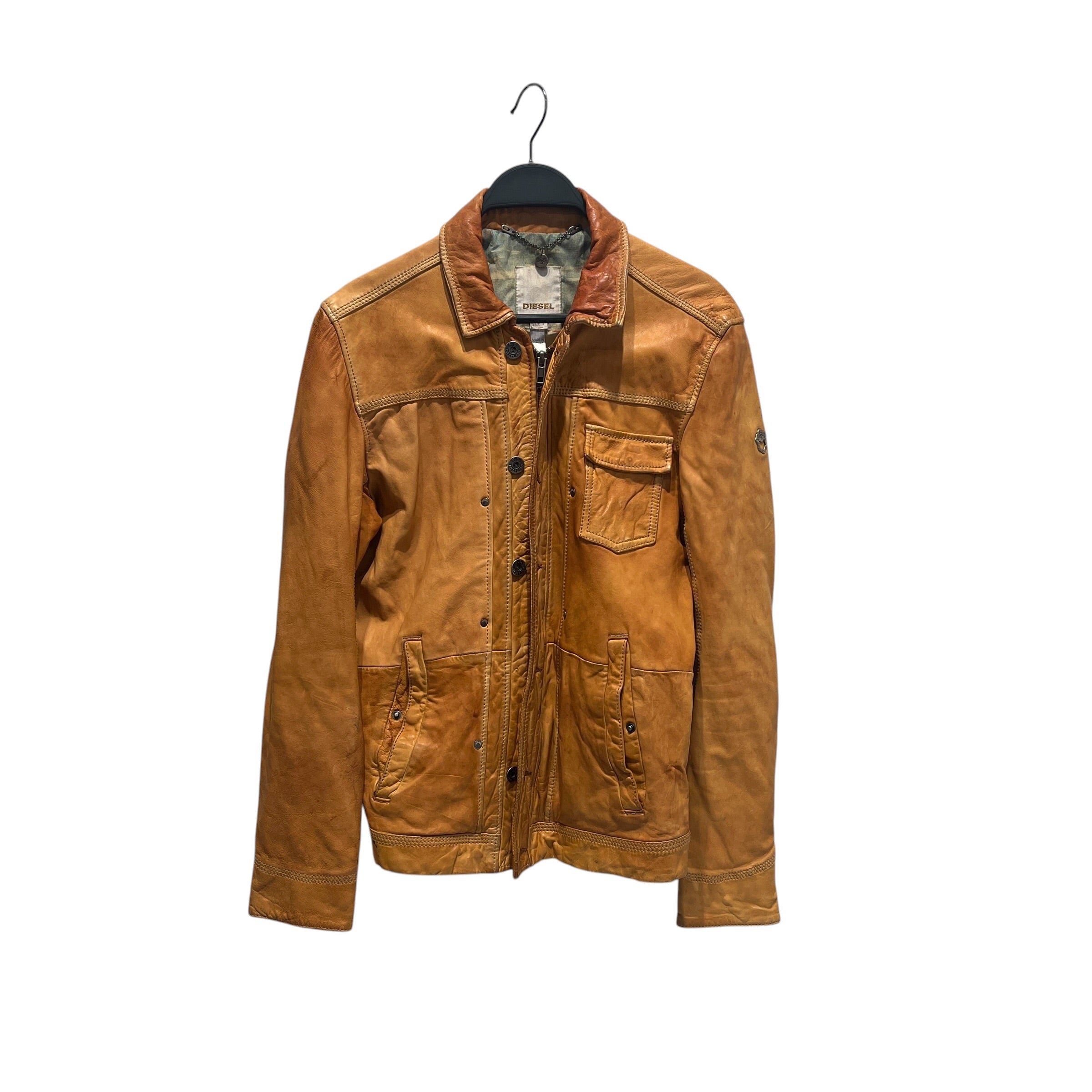 DIESEL/Leather Jkt/S/Leather/CML/ZIPPER&BUTTONS/GRAPHIC INSIDE view 1