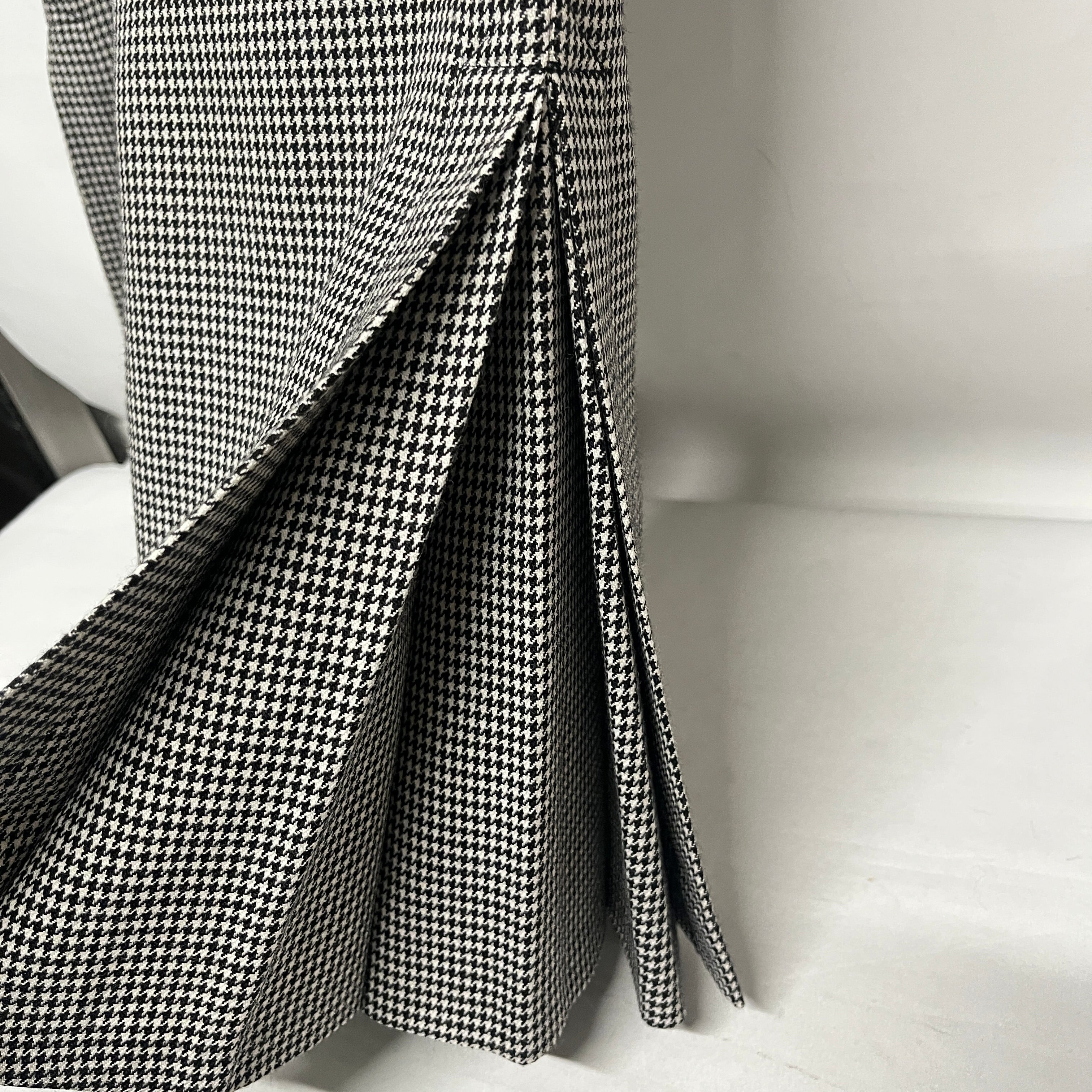 COMME des GARCONS/Bootcut Pants/M/Houndstooth Check/Wool/WHT/PLEATED LEG OPENING view 3