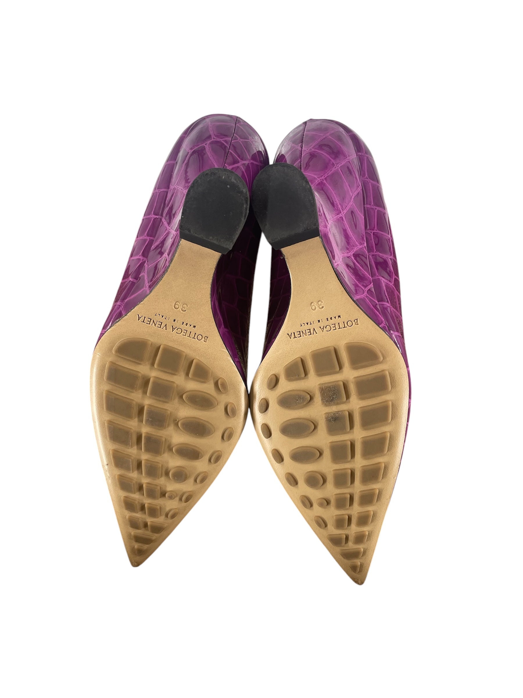 BOTTEGA VENETA/Heels/EU 39/Animal Pattern/Leather/PNK/GLOSS CROC PUMPS view 3