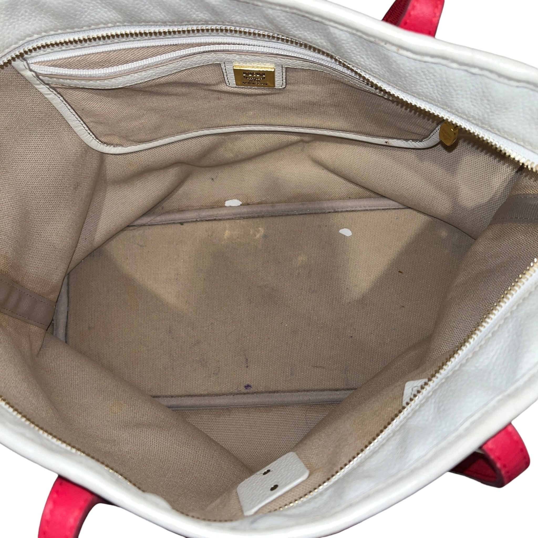 MCM/Tote Bag/Monogram/Leather/WHT/ABSTRACT MONOGRAM VISETOS/RED view 4