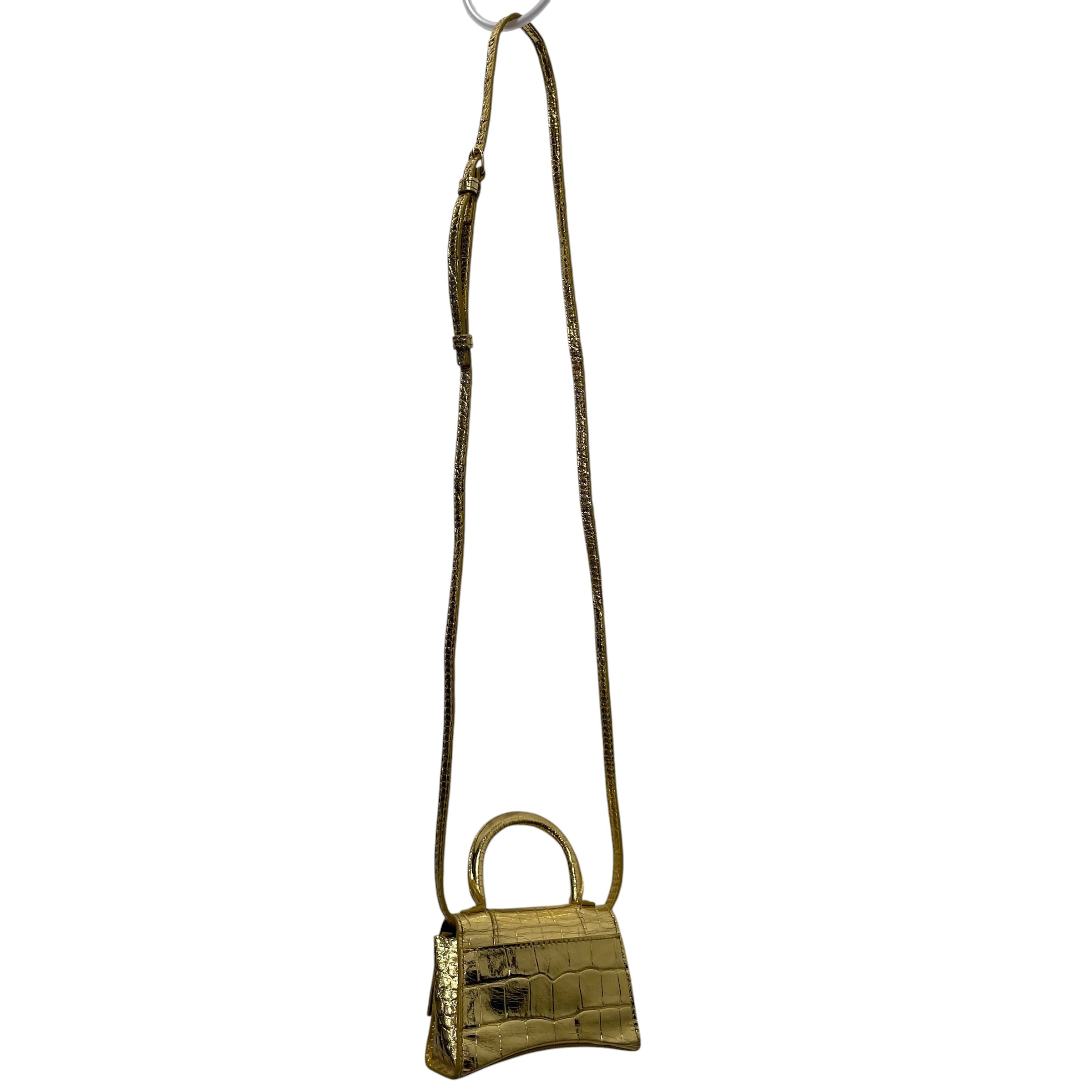 BALENCIAGA/Cross Body Bag/GLD/HOURGLASS MINI CROCODILE EMBOS view 2