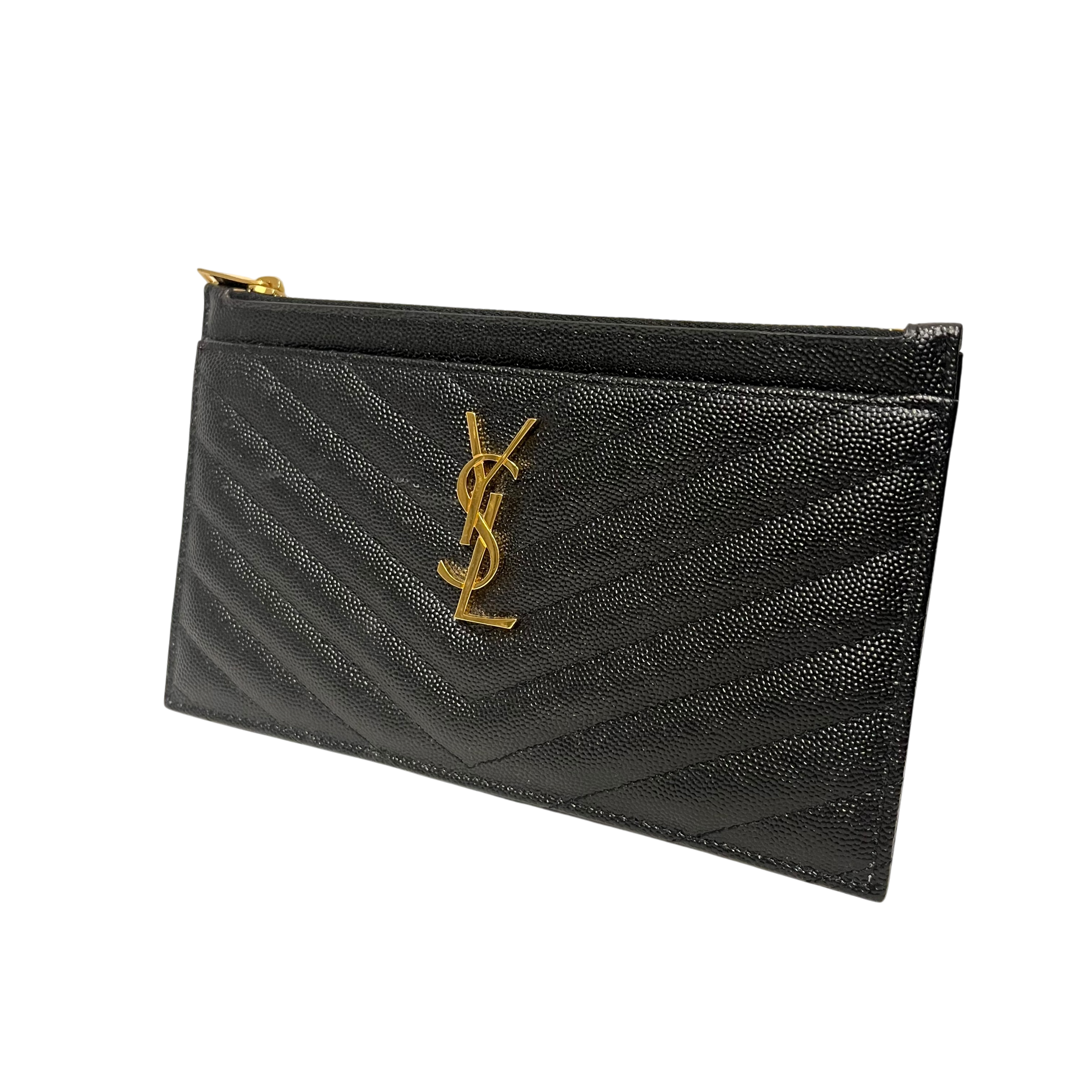 YVES SAINT LAURENT/Clutch Bag/Leather/BLK/grain de poudre chevron view 1