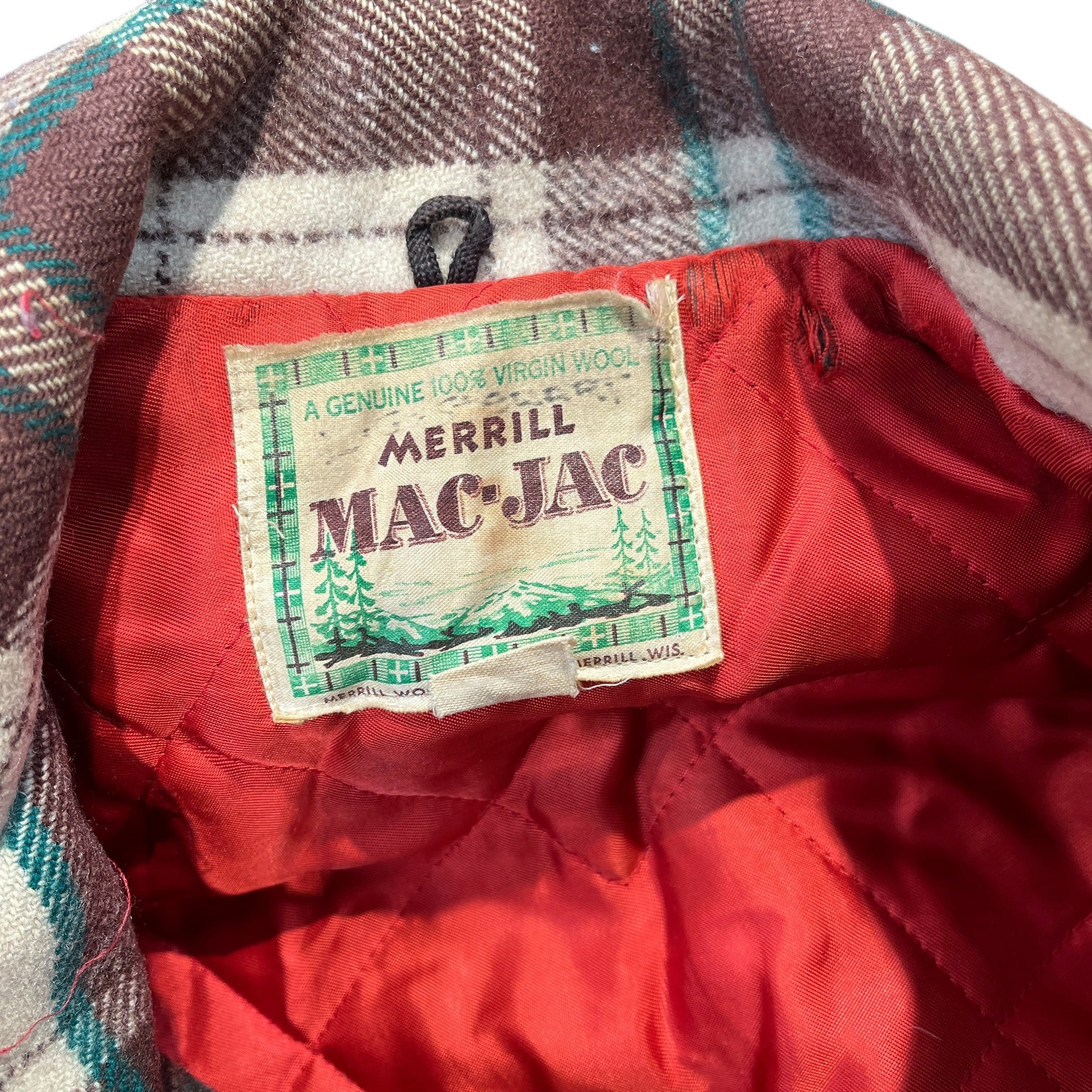 VINTAGE MAC JAC/Jacket/40/Wool/MLT/Plaid/Trench coat brwn green beige view 3