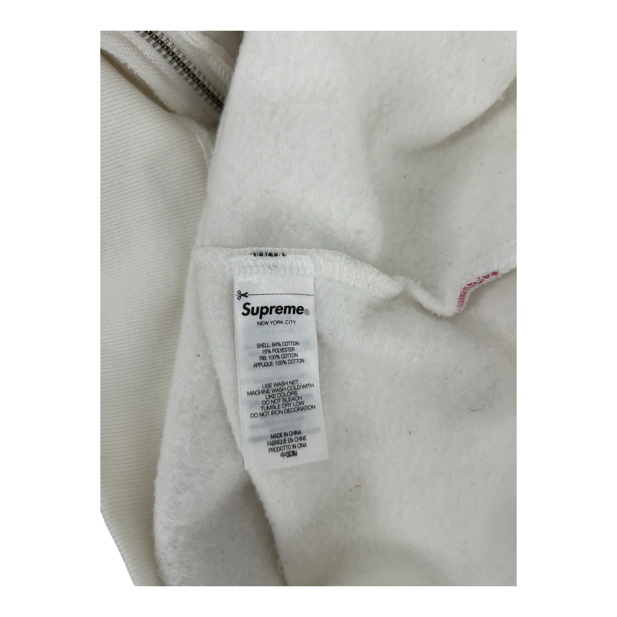 Supreme/Zip Up Hoodie/L/Cotton/WHT/WINGS LADY SCALE ON BCK view 3