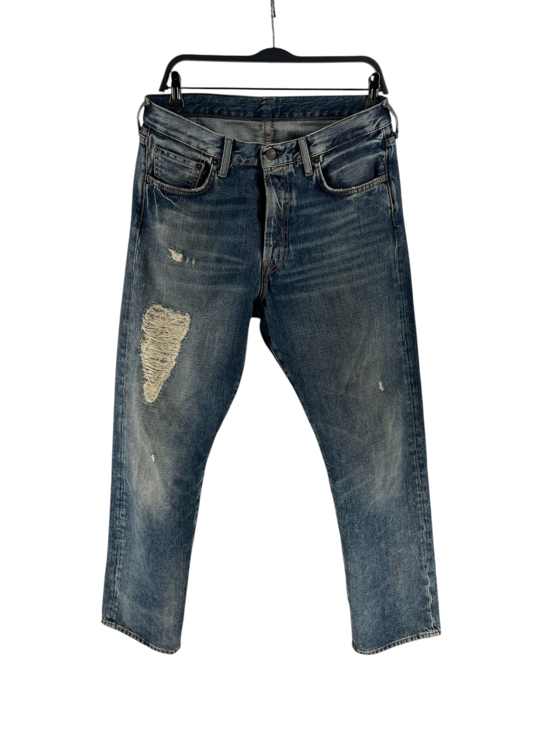 Acne Studios/Straight Pants/32/Cotton/BLU/Distressed/1996 MID TORN JEANS - B00241 view 1