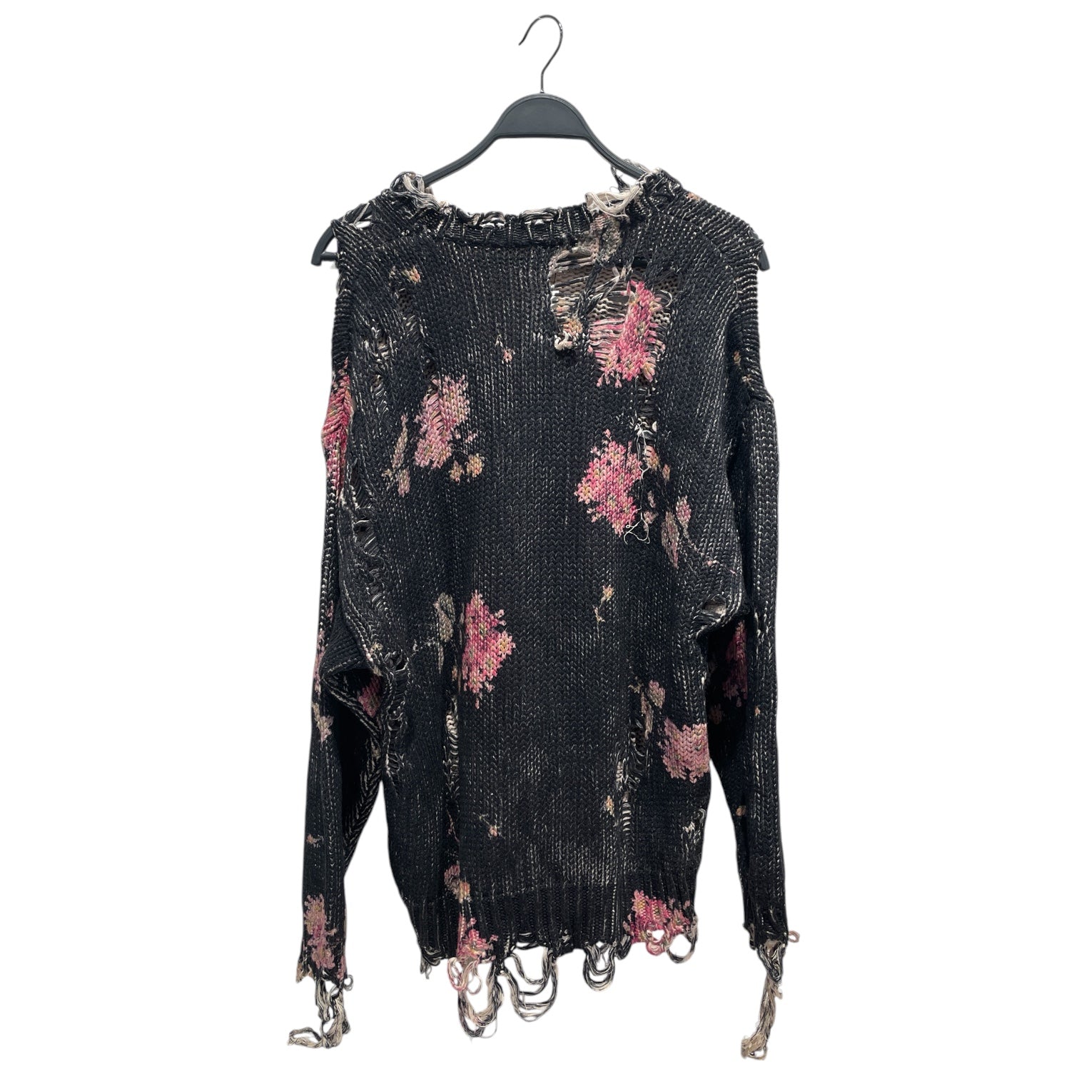 R13/Heavy Sweater/XS/Floral Pattern/Cotton/BLK/Floral Distress view 2