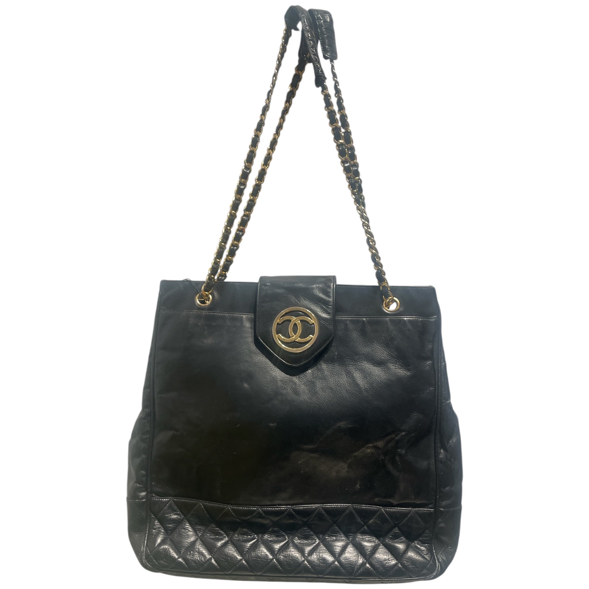 CHANEL/Tote Bag/Leather/BLK/Quilted Shopper Tote view 1