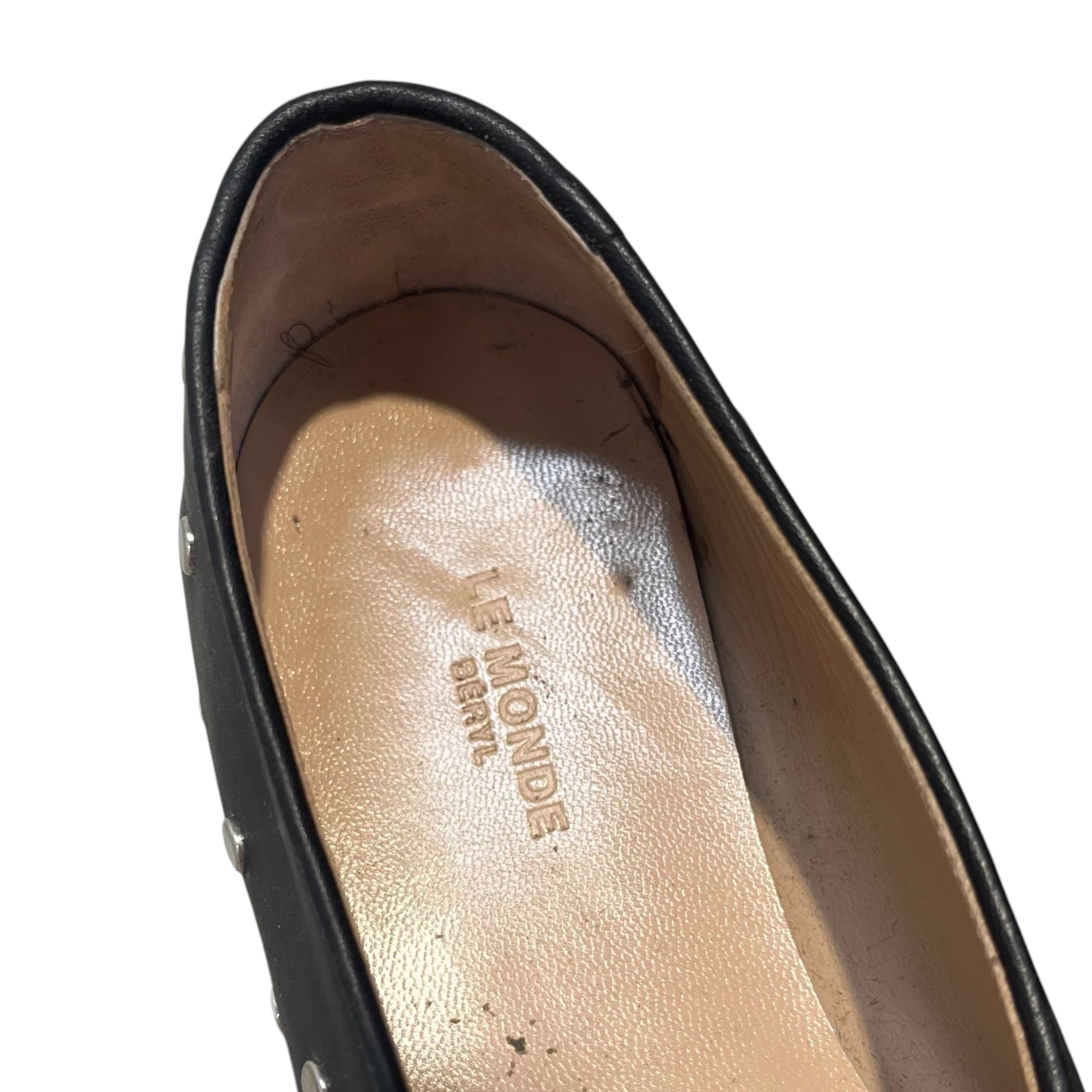 LE MONDE/Flat Shoes/EU 37/Polka dot/Leather/BLK/SILVER STUD CIRCLES view 6