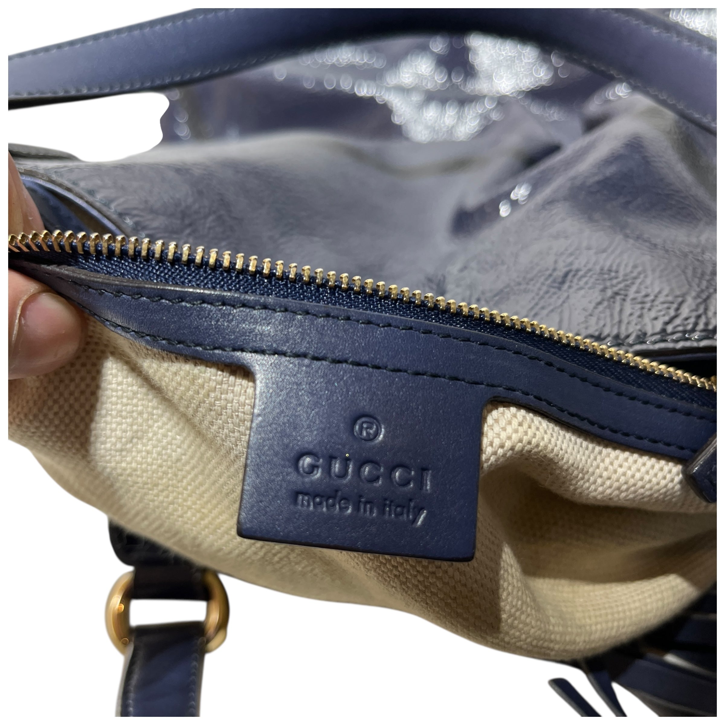 GUCCI/Hand Bag/Leather/NVY/PATENT LEATHER/ SOHO view 8
