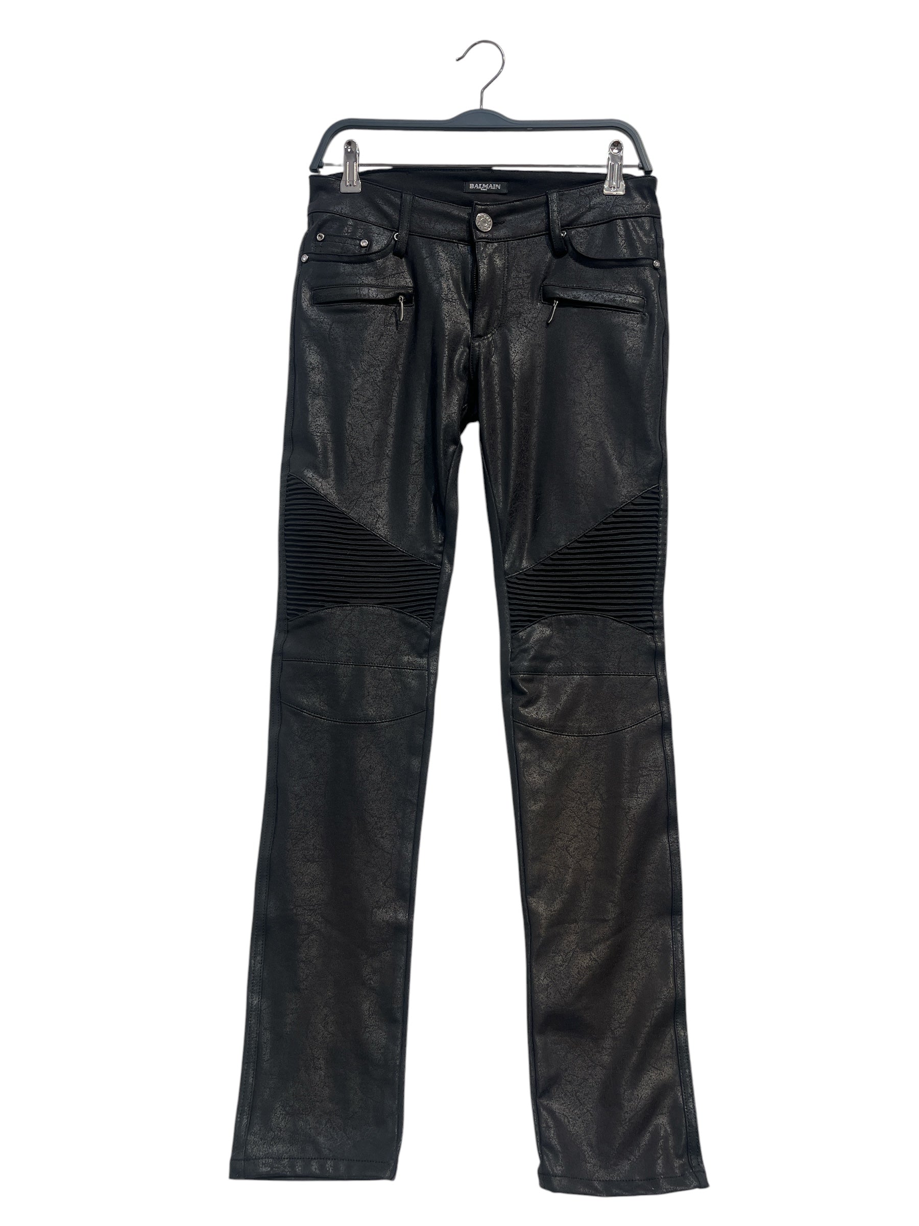 BALMAIN/Bottoms/30/Cotton/BLK/EMBELLISHED MOTO JEANS view 1