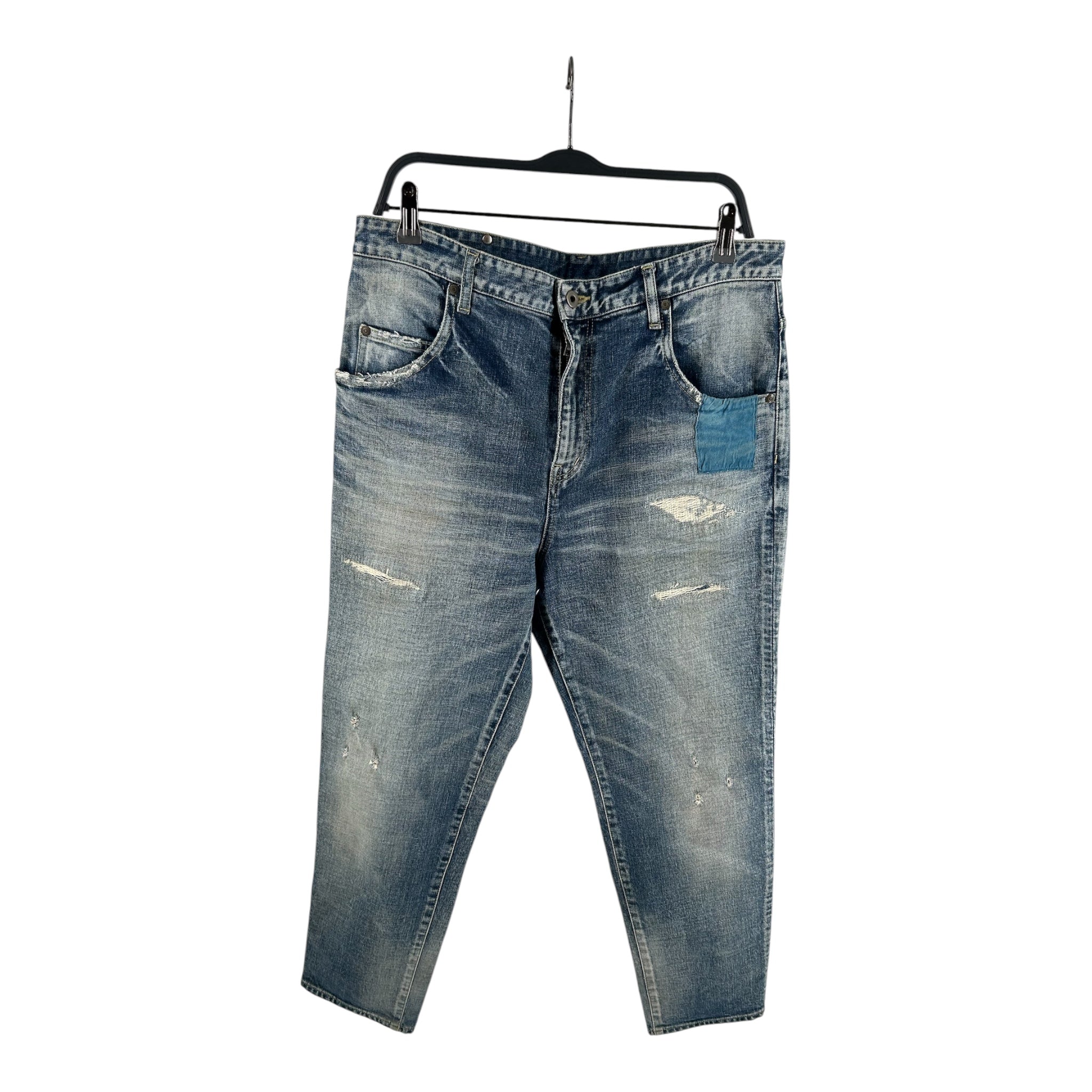 ISAMU KATAYAMA BACKLASH/Straight Pants/L/Cotton/BLU/blue suede patches view 1