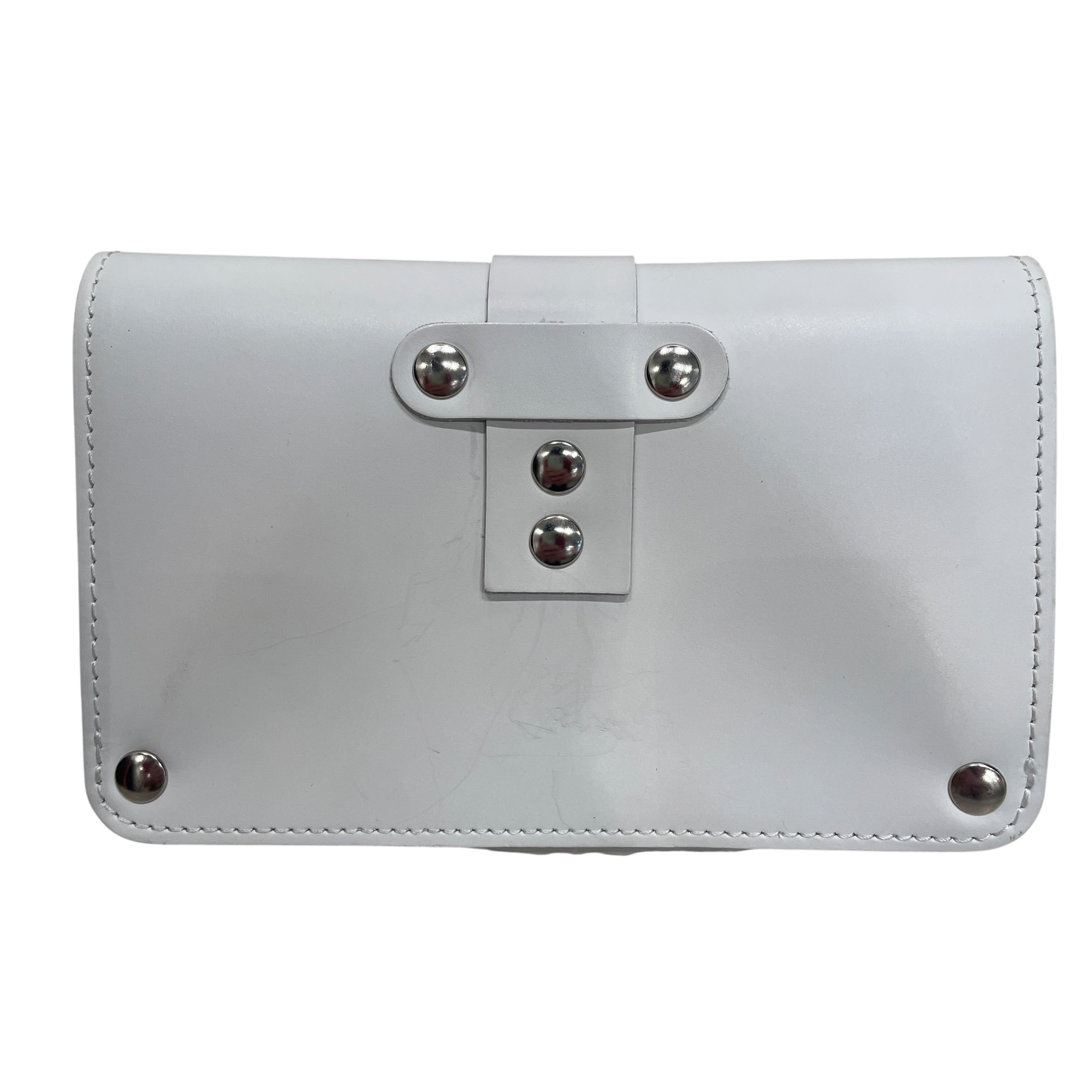 COMME des GARCONS/Wallet/Leather/WHT/BUCKLE W 2 SIL BUTTONS FRONT view 2