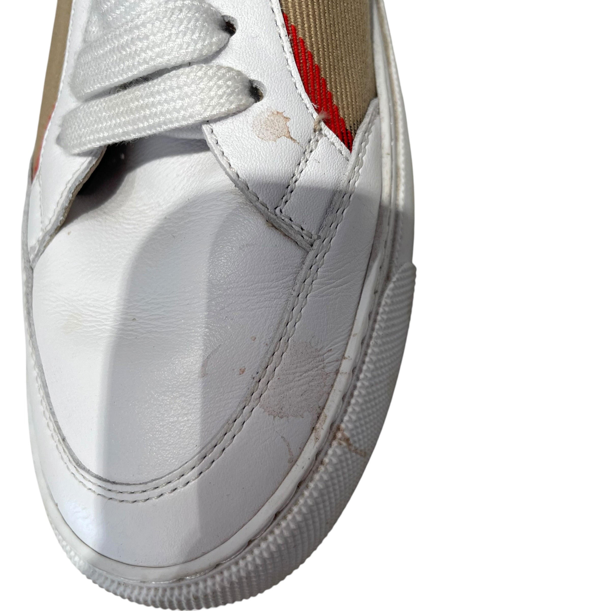 BURBERRY LONDON/Low-Sneakers/EU 37.5/Plaid/Leather/WHT/Burberry Salmond Check low-top view 5