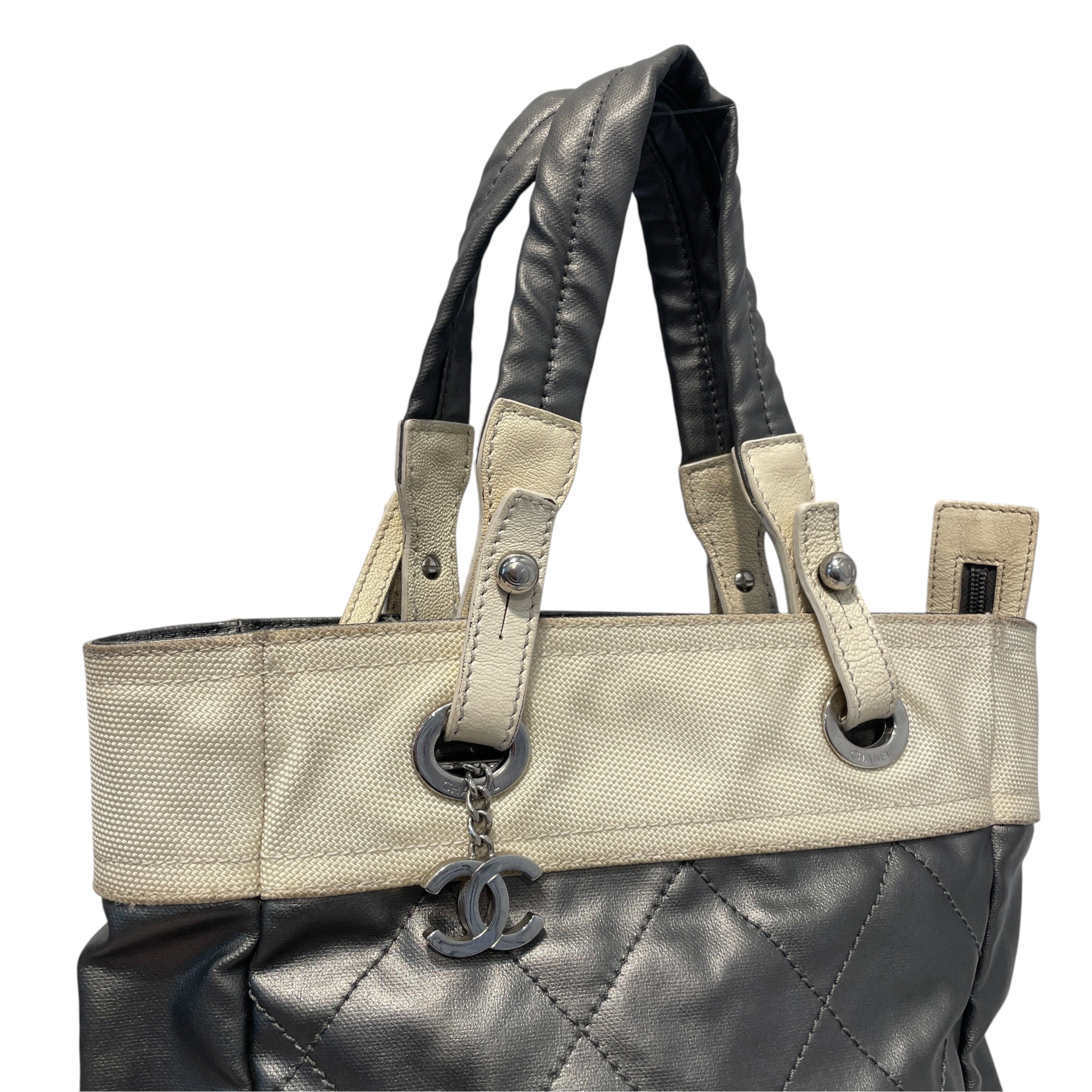 CHANEL/Tote Bag/Leather/SLV/Small Paris-Biarritz Tote Bag view 3
