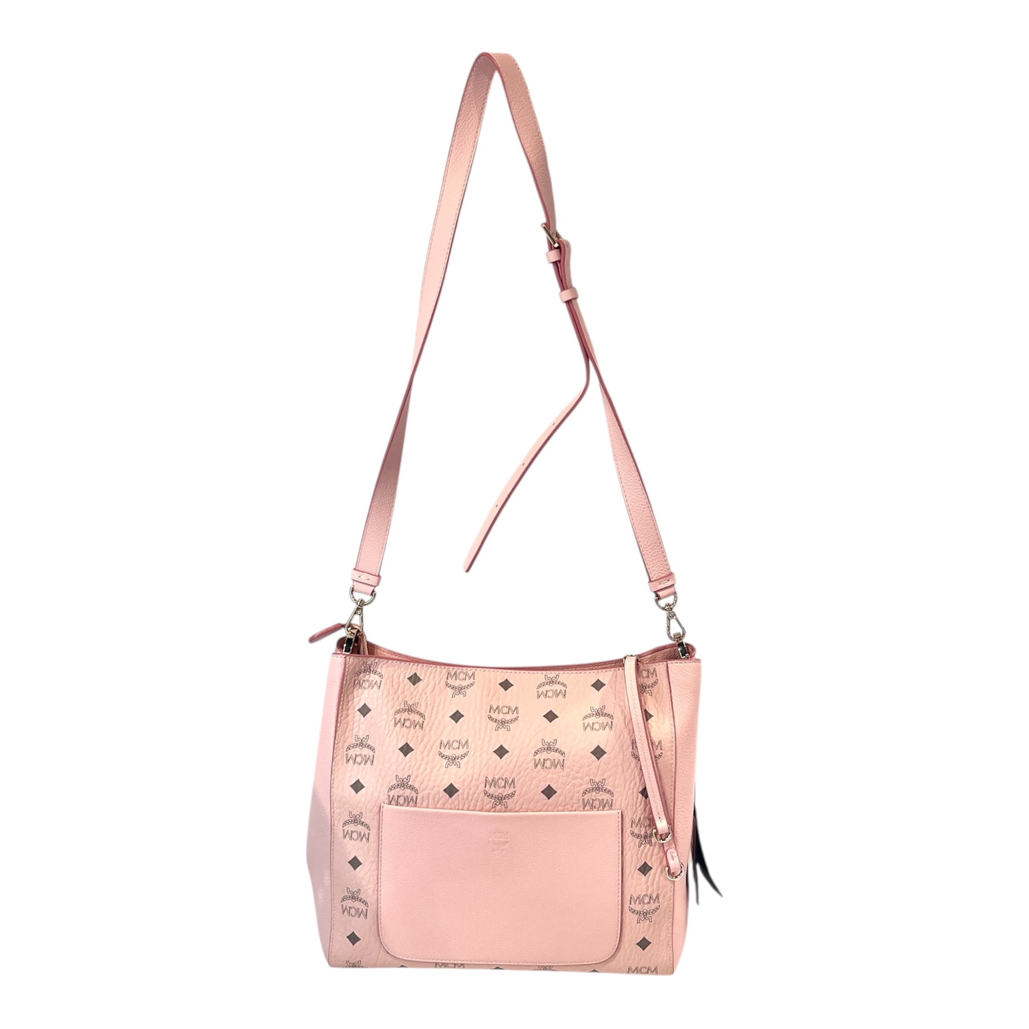MCM/Hand Bag/Monogram/Leather/PNK/MEDIUM AREN HOBO BAG view 1