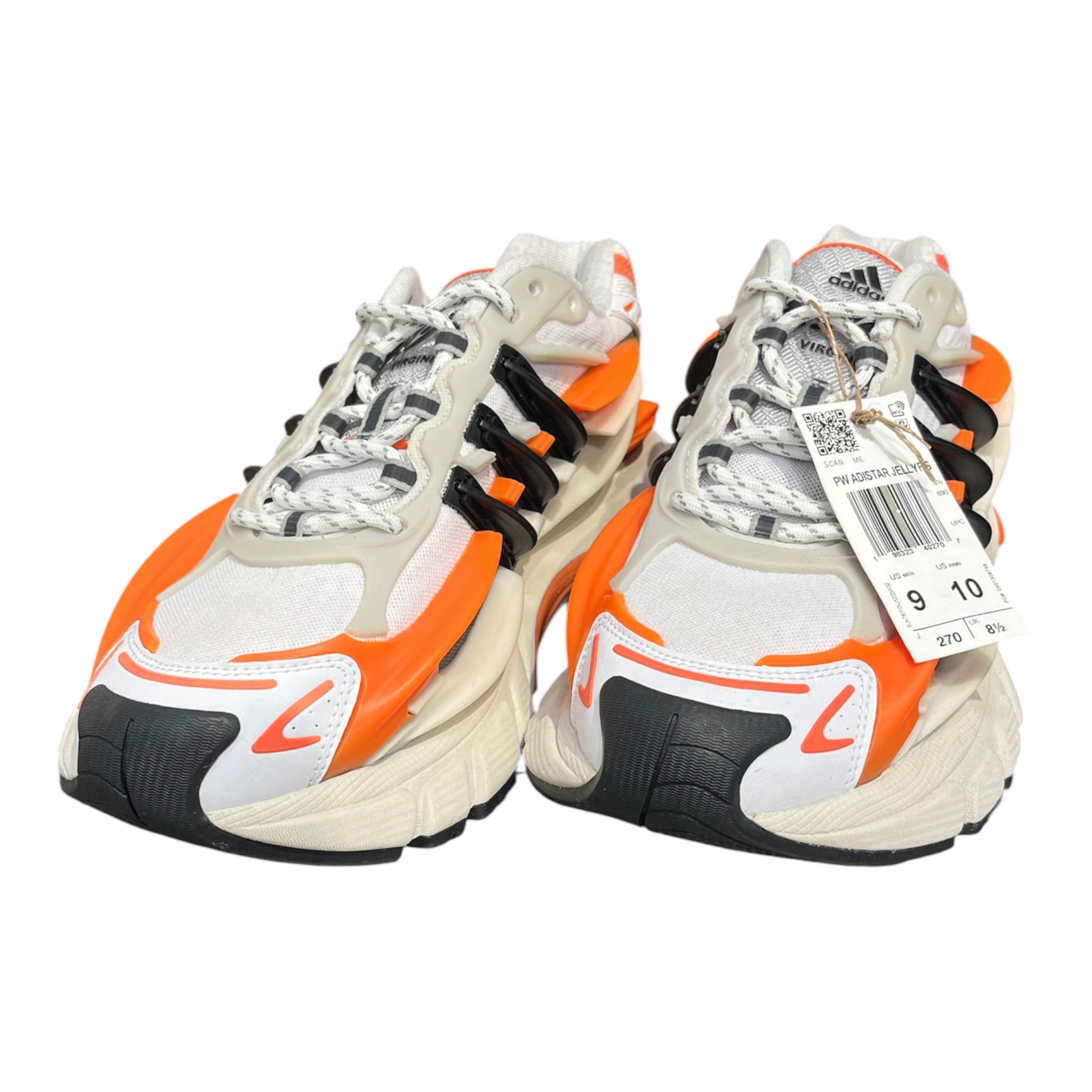 adidas/Low-Sneakers/US 9/WHT/JELLYFISH ORANGE ACC view 4