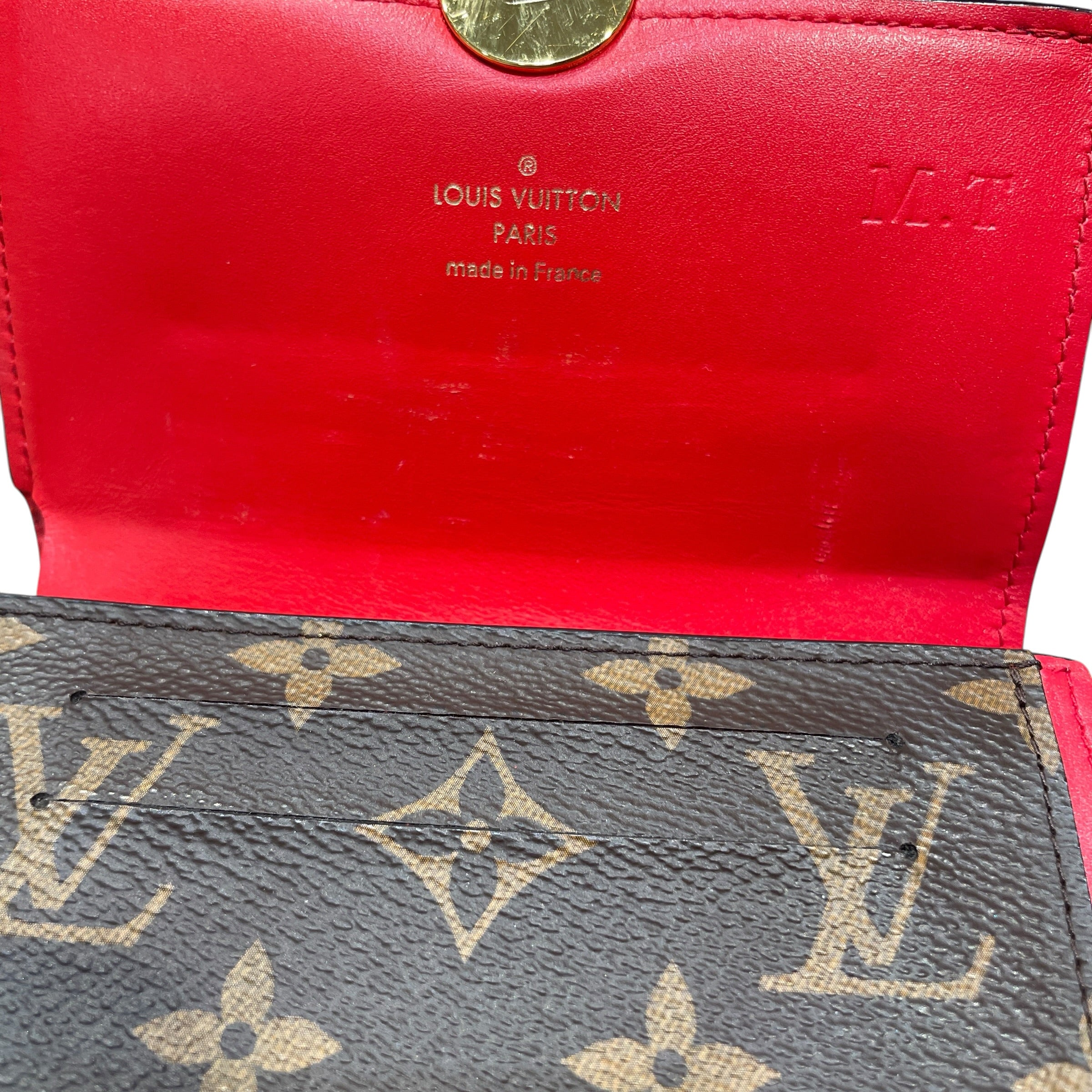 LOUIS VUITTON/Wallet/Monogram/Leather/BRW/L's/Flore Compact Coquelicot (Red) view 3