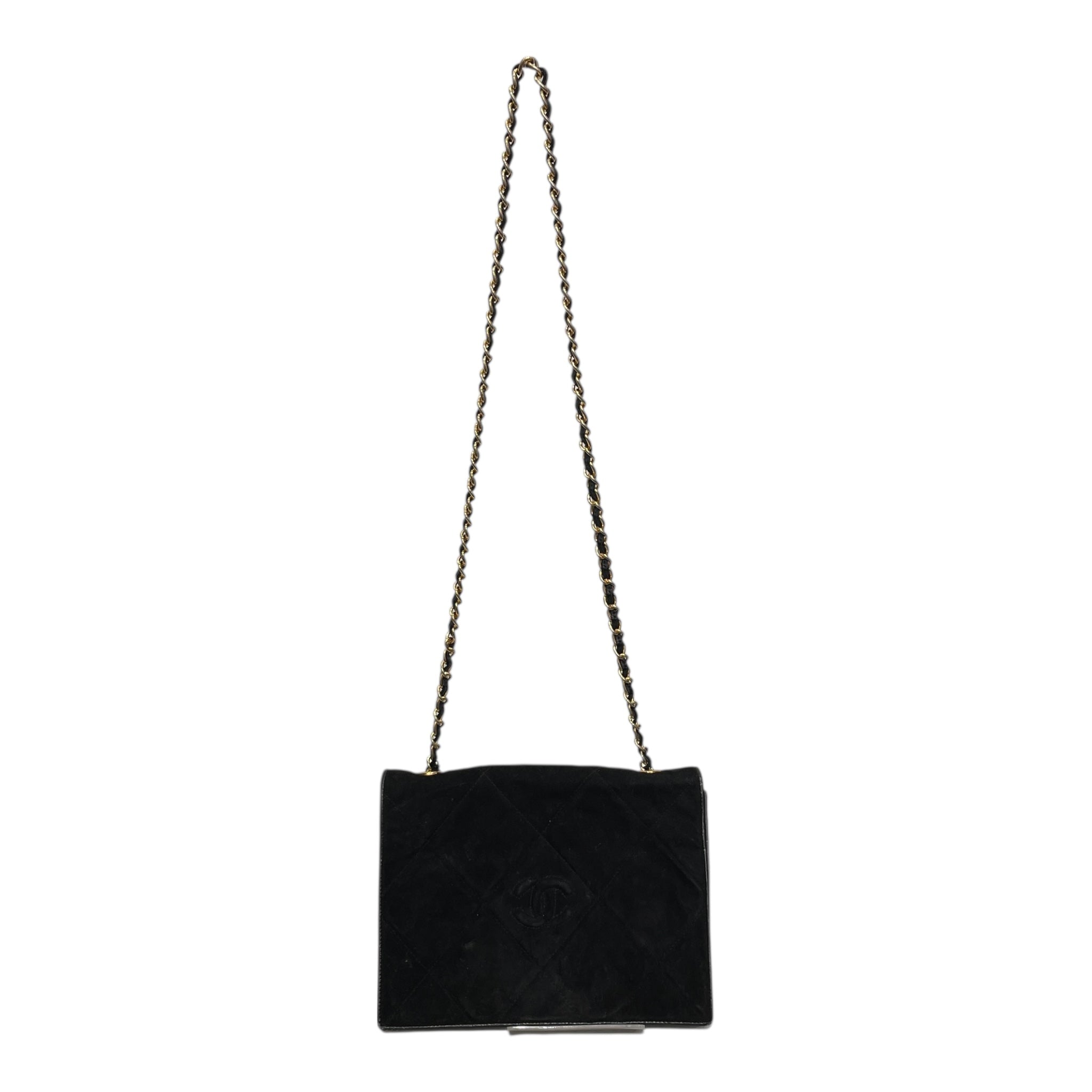 CHANEL/Vintage/Cross Body Bag/Suede/BLK/DIAMOND STITCH/QUILTD FLAP view 1