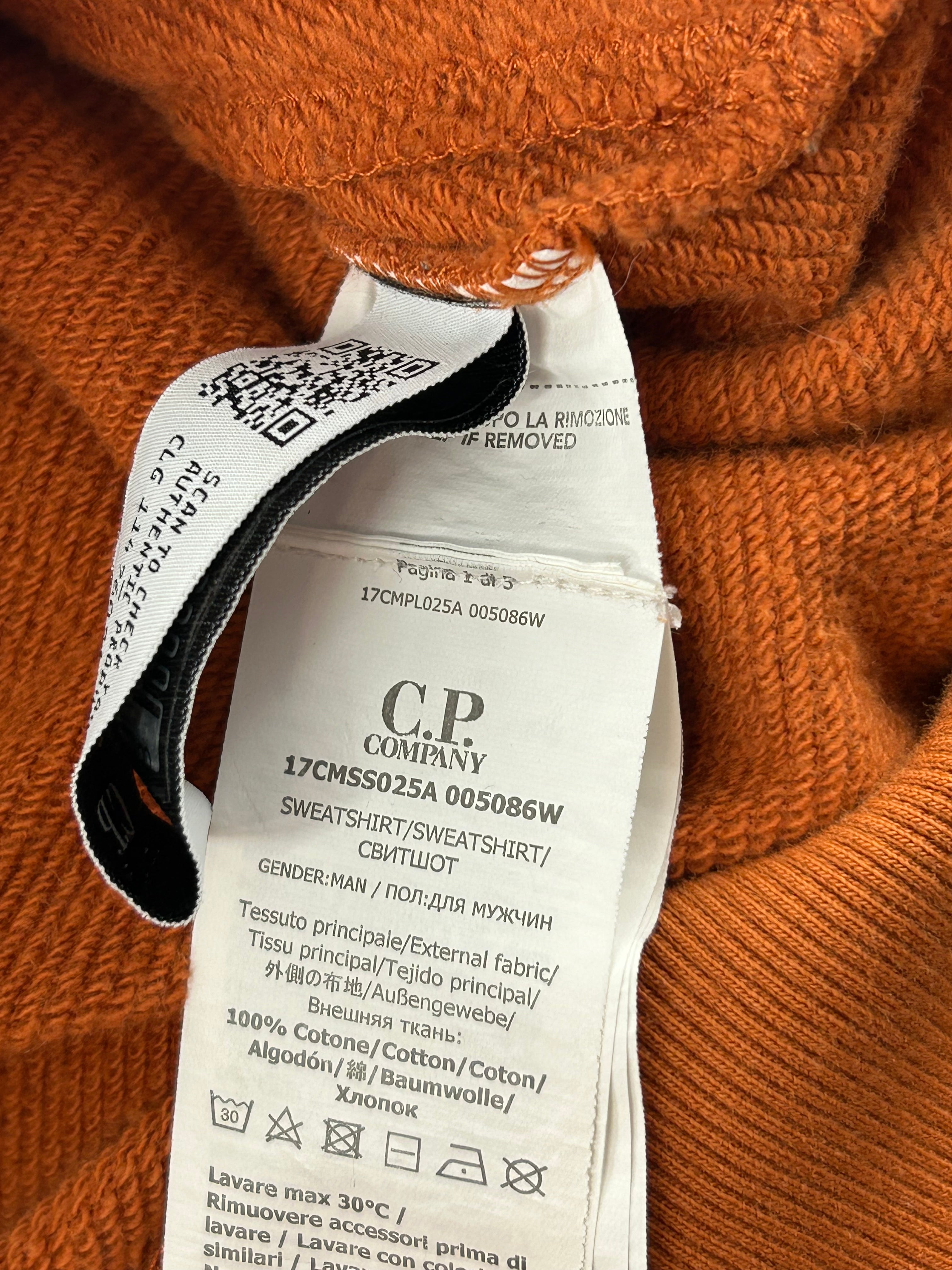 C.P.COMPANY/Zip Up Hoodie/S/Cotton/ORN/BLACK ARM & HOOD LOGO view 3