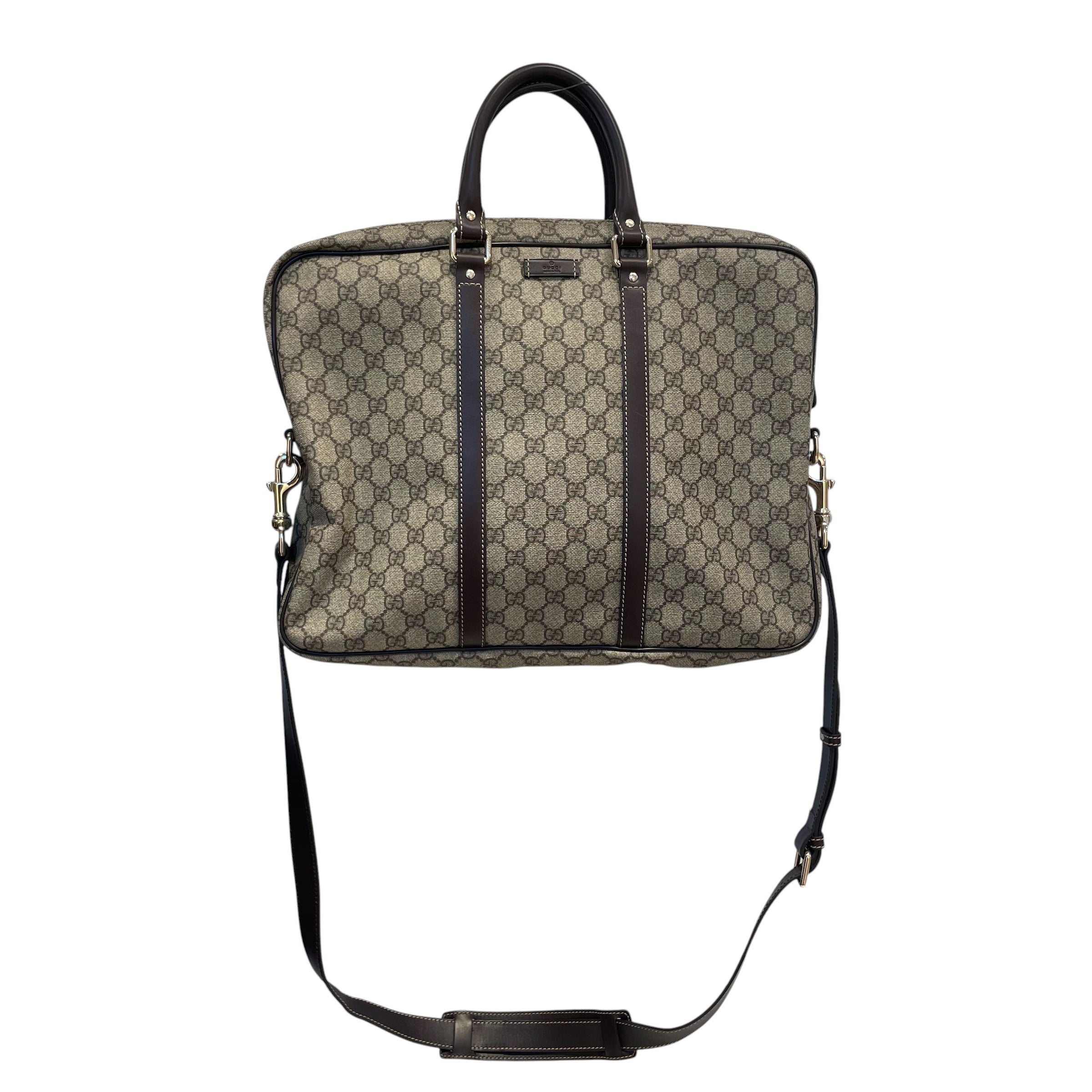 GUCCI/Cross Body Bag/Monogram/Leather/CRM/briefcase travel bag view 1