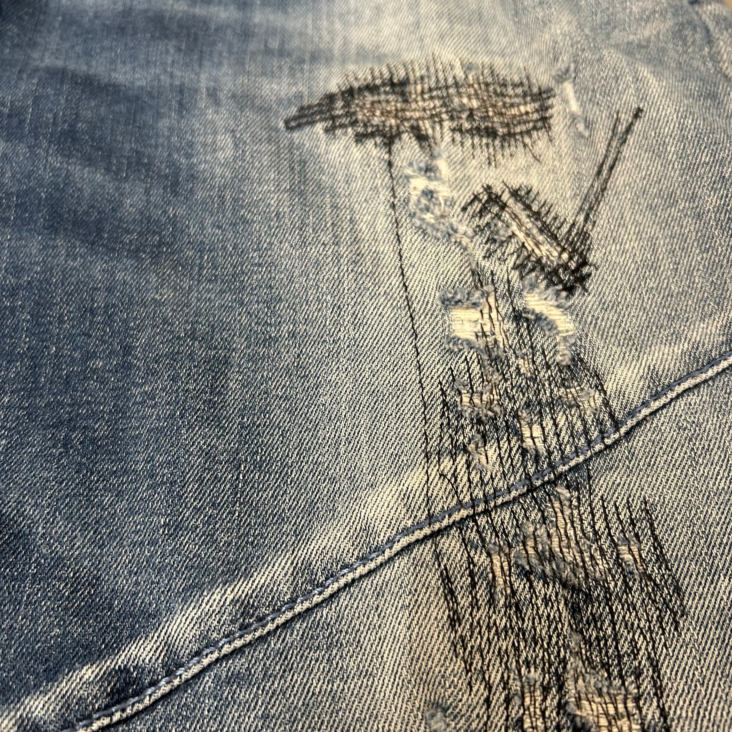 PIERRE BALMAIN/Skinny Pants/36/Denim/BLU/DISTRESSED STITCHING view 5