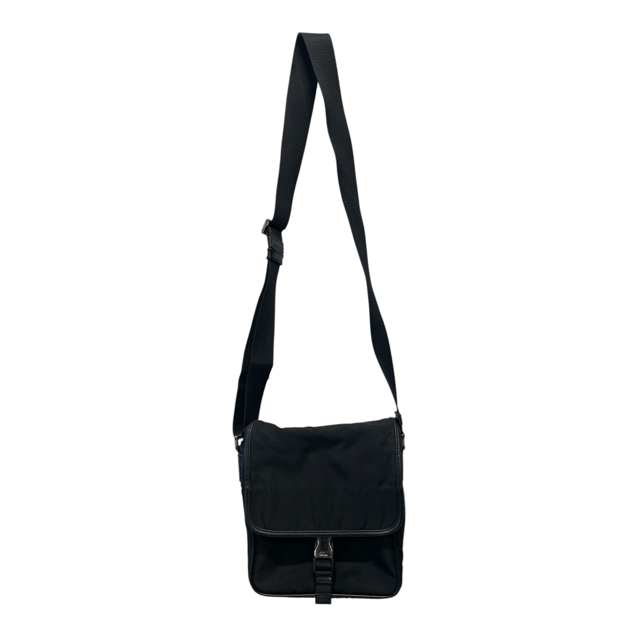 PRADA/Cross Body Bag/Nylon/BLK/ENAMELED METAL MESSENGER view 1