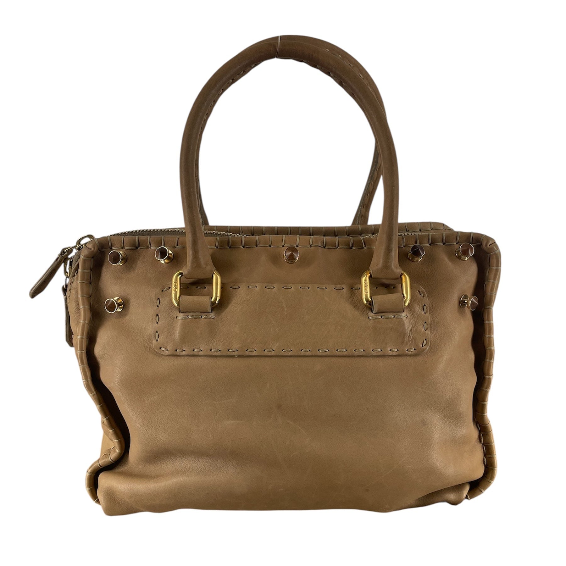 FENDI/Hand Bag/Leather/KHK/GOLD HARDWARE/STUDDED ACCENTS view 2