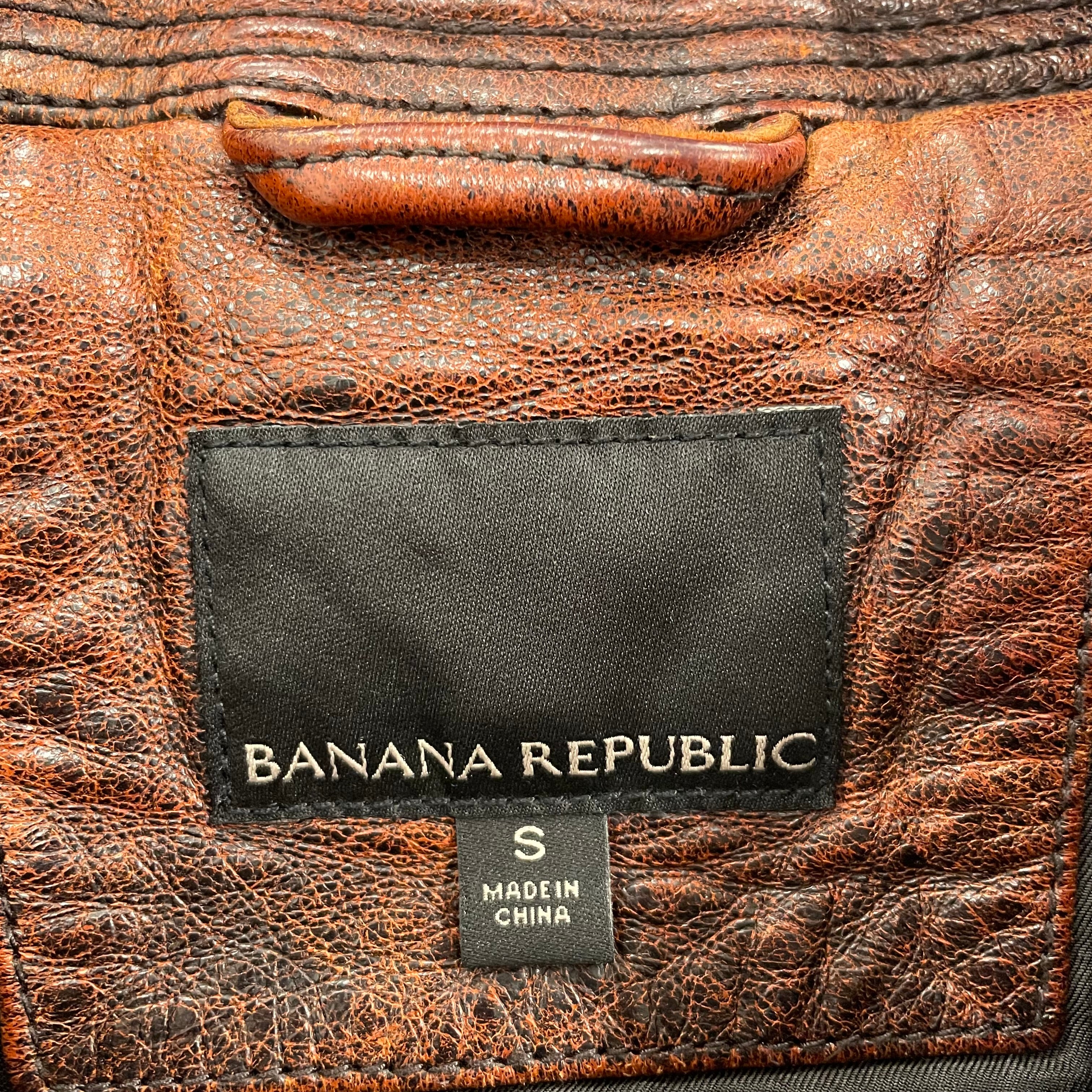 BANANA REPUBLIC/Leather Jkt/S/Leather/BRW/Rustic Faded Leather view 3