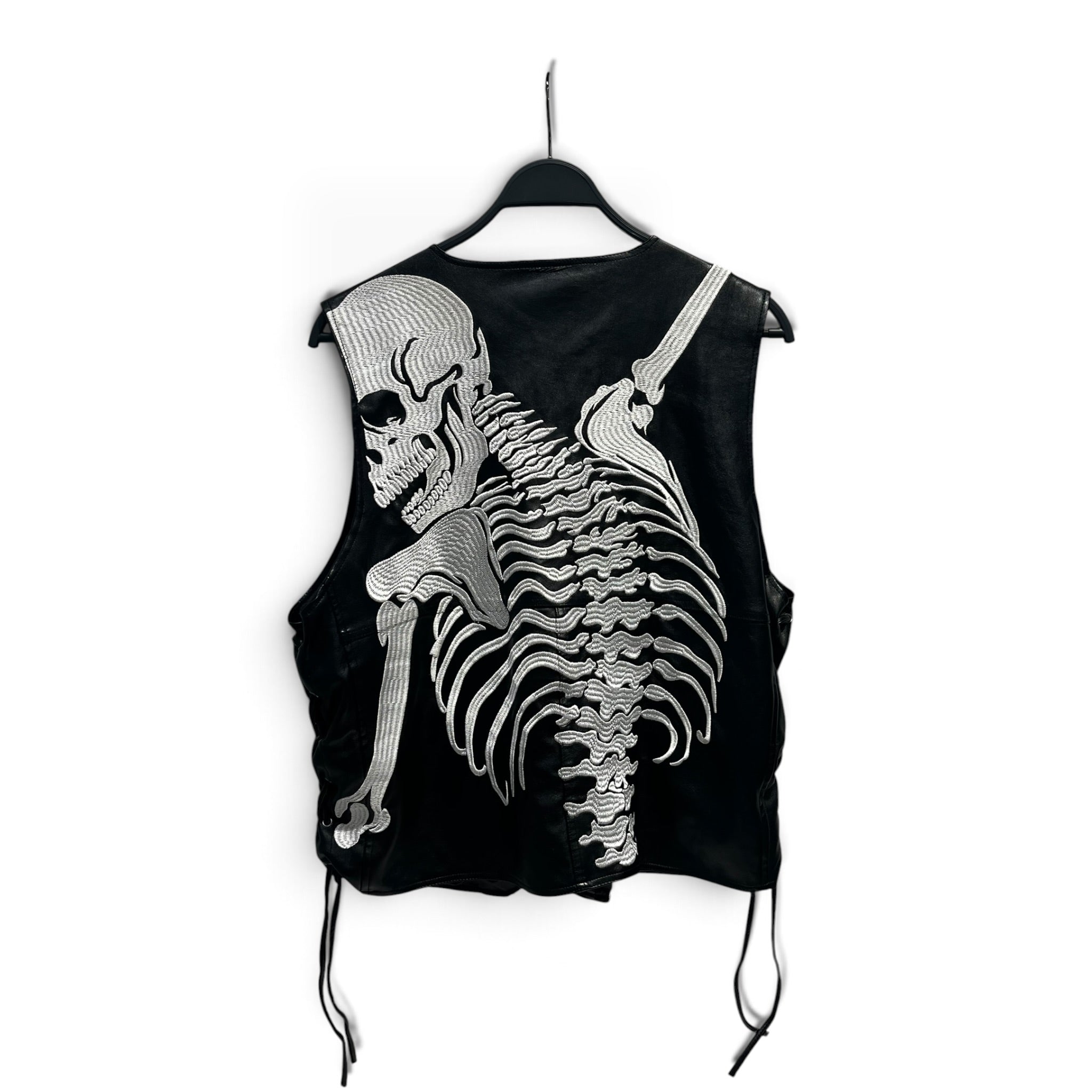 GODSPEED NEW YORK/Vest/XXL/All Over Print/Leather/BLK/Skeleton embroidered view 2