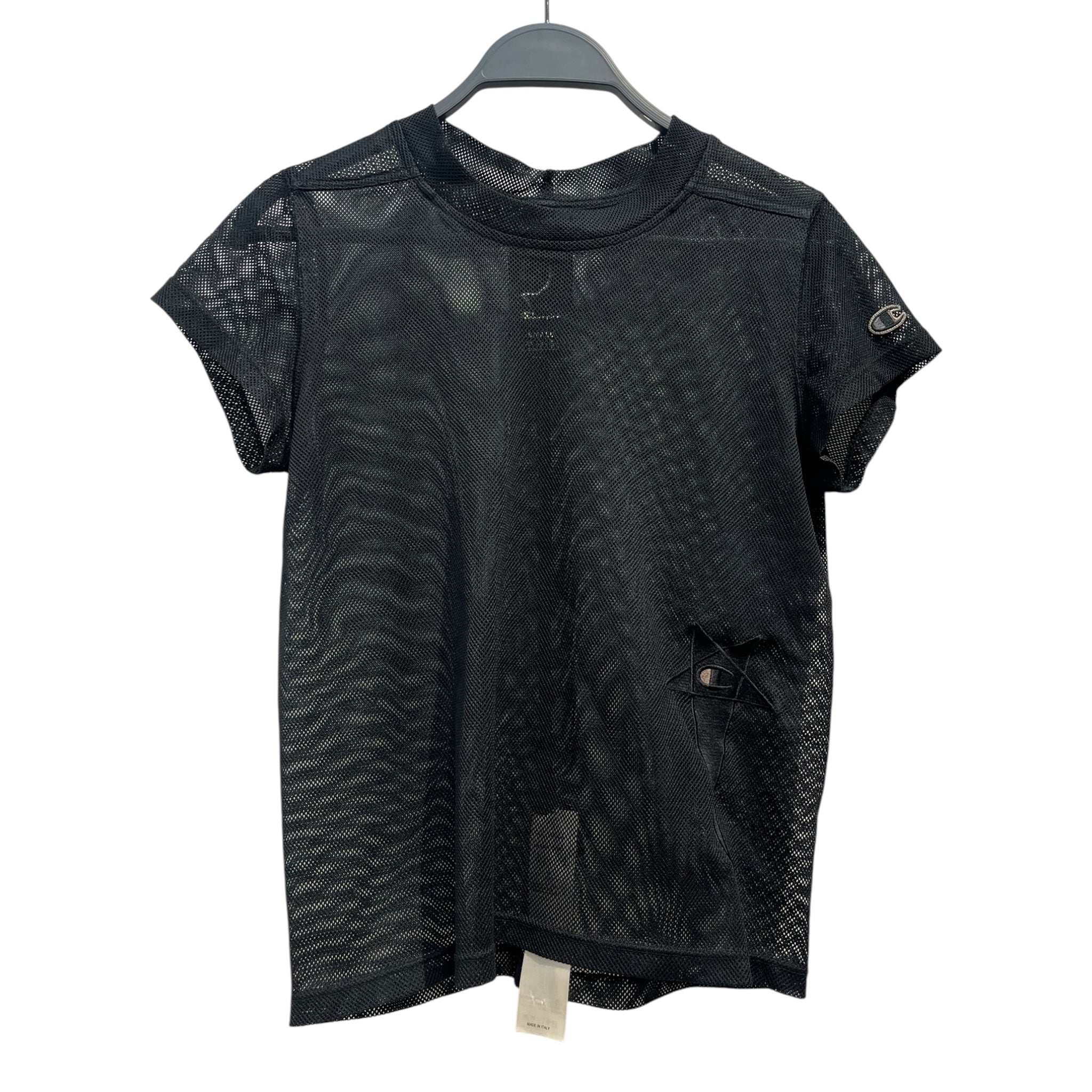 Rick Owens/Champion/T-Shirt/S/Polyester/BLK/MESH BACK SEEM view 1