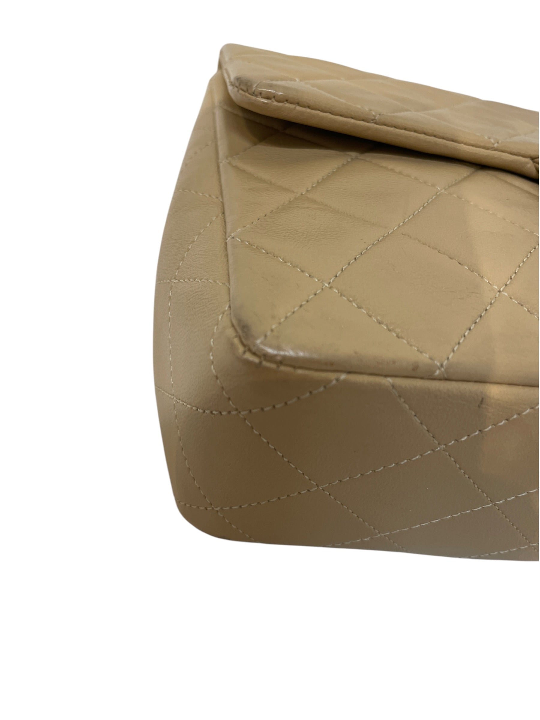 CHANEL/Cross Body Bag/Leather/Beige/quilted flap view 7
