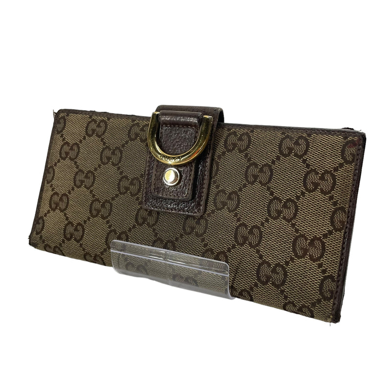 GUCCI/Long Wallet/Monogram/Leather/BRW/CANVAS/GLD BCKLE/LTHER INSIDE