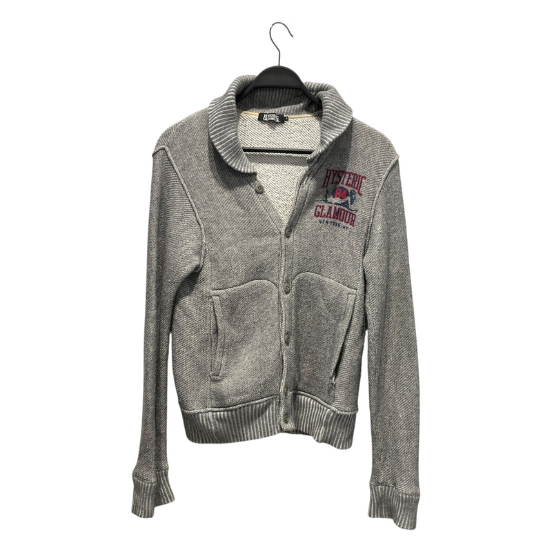 HYSTERIC GLAMOUR/Jacket/S/Cotton/GRY/KNIT LETTERMAN JACKET
