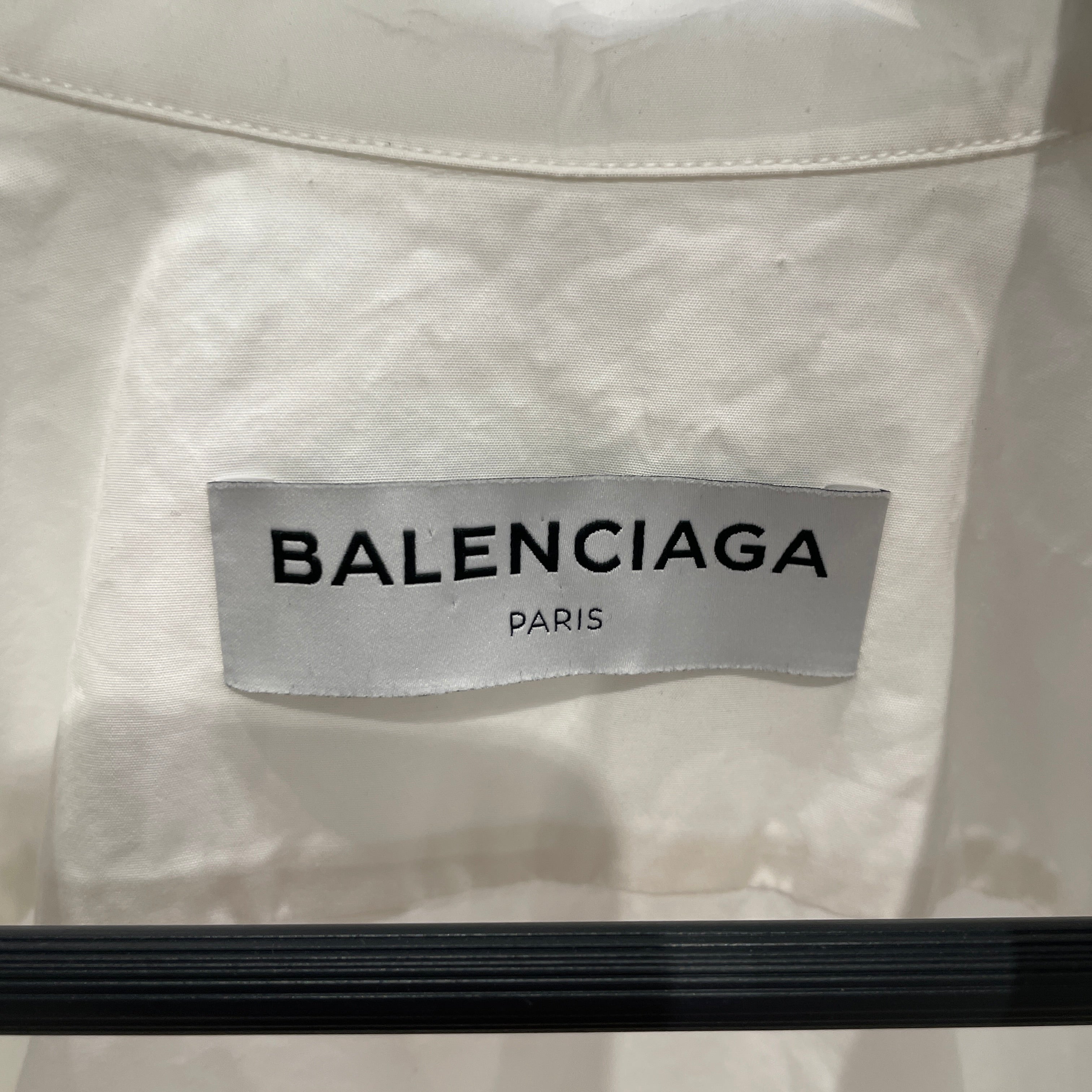 BALENCIAGA/SS Shirt/41/Cotton/NVY/Military/BB SS NVY MILITARY BK LOGO EMB view 3