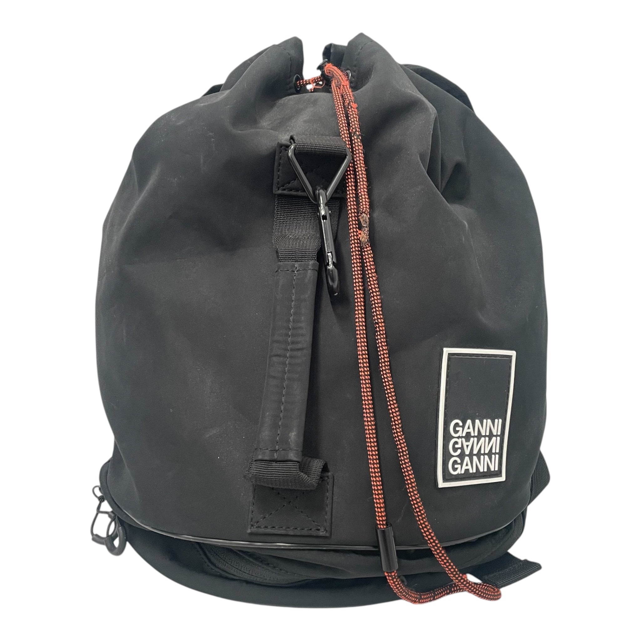 GANNI/Backpack/Nylon/BLK/ORG DRAW STRING FRONT PATCH view 1