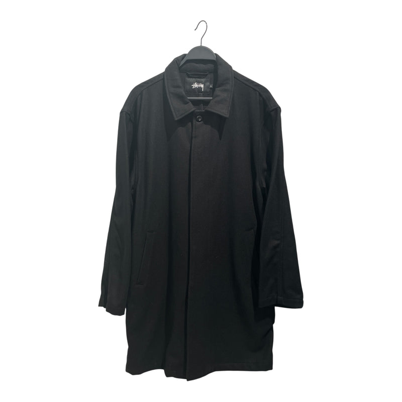 STUSSY/Trench Coat/XL/Wool/BLK/