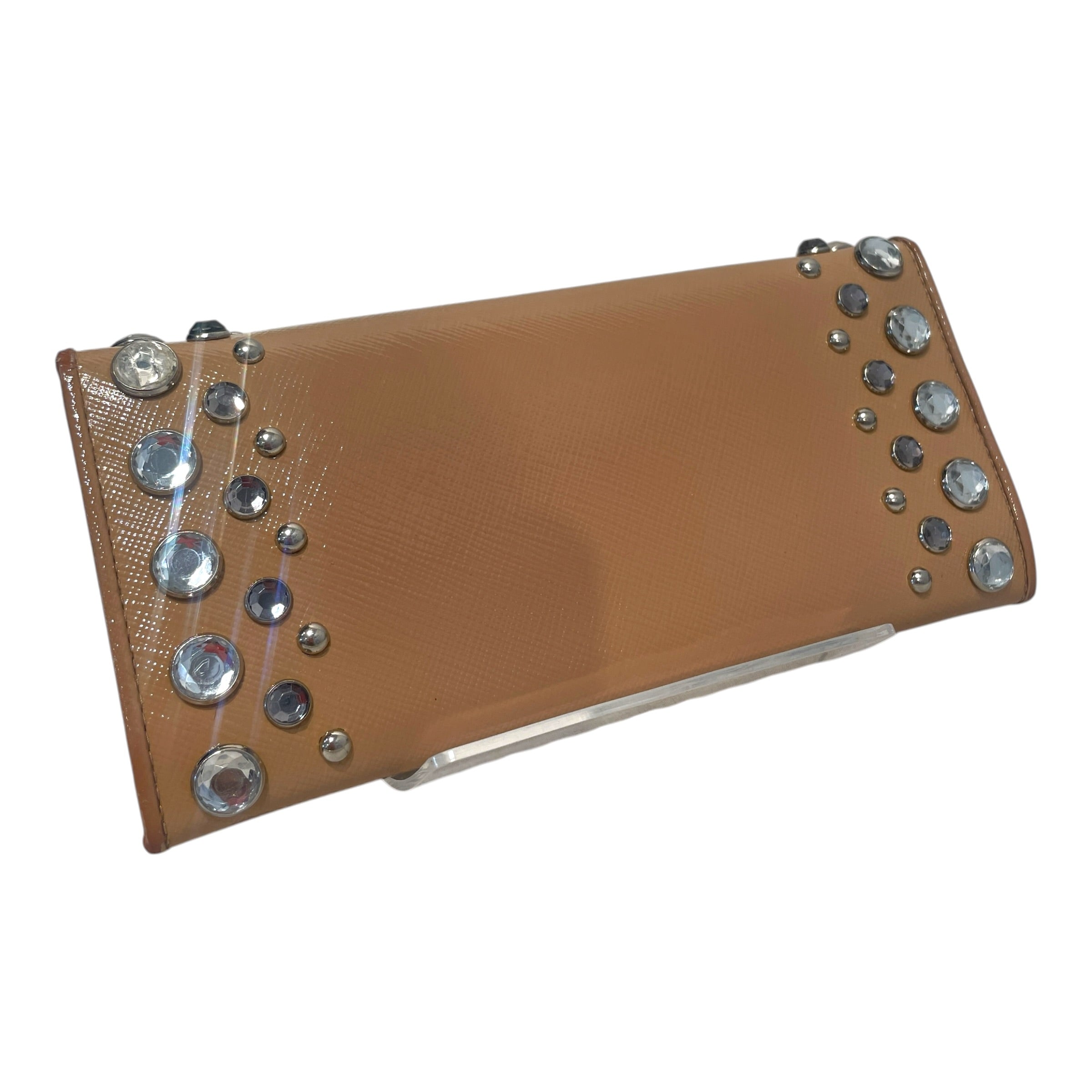 PRADA/Long Wallet/Leather/BEG/L's/Jeweled Saffiano Wallet view 2