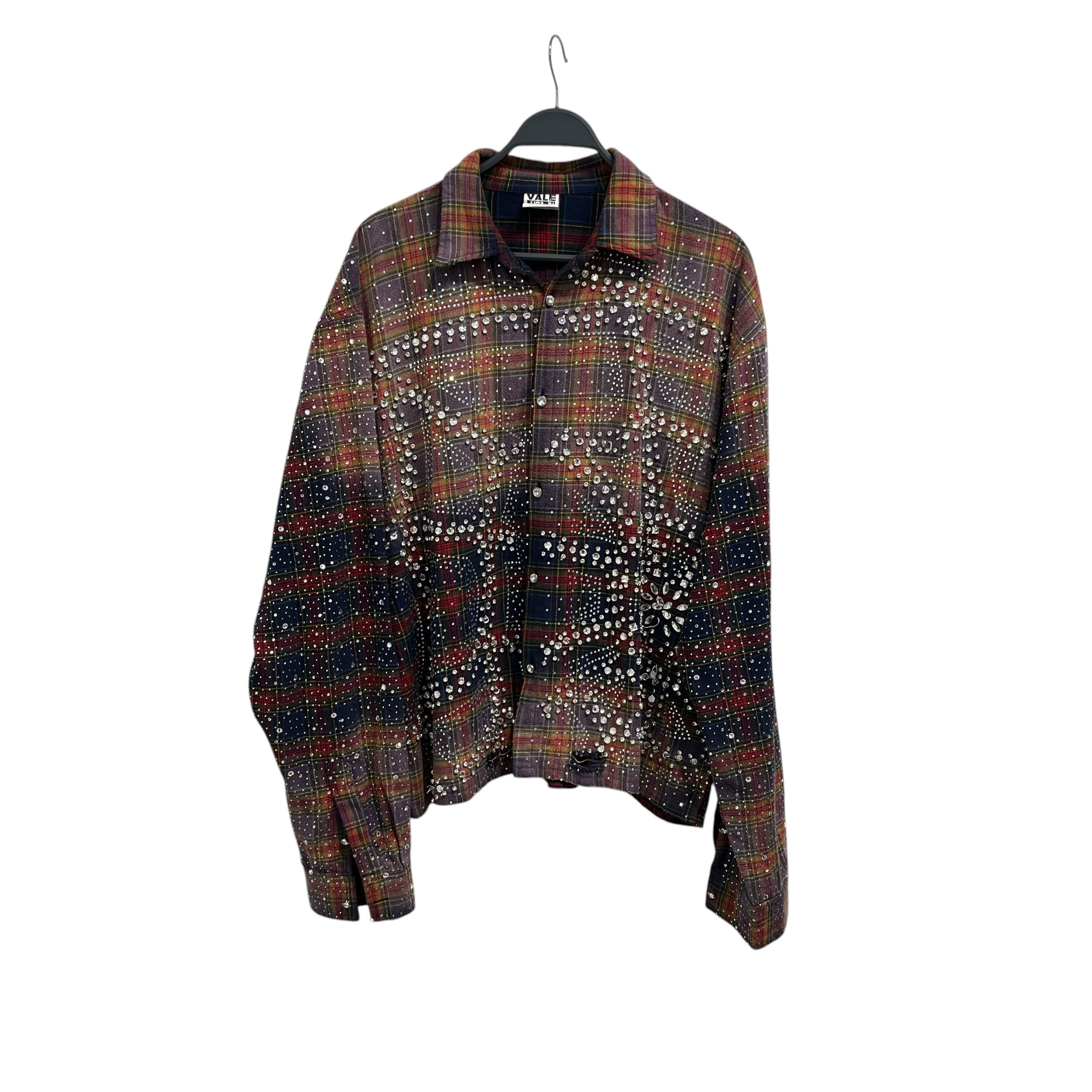 Vale/LS Shirt/XXL/Cotton/MLT/Plaid/Purple Yellow Red w/ Gems view 1