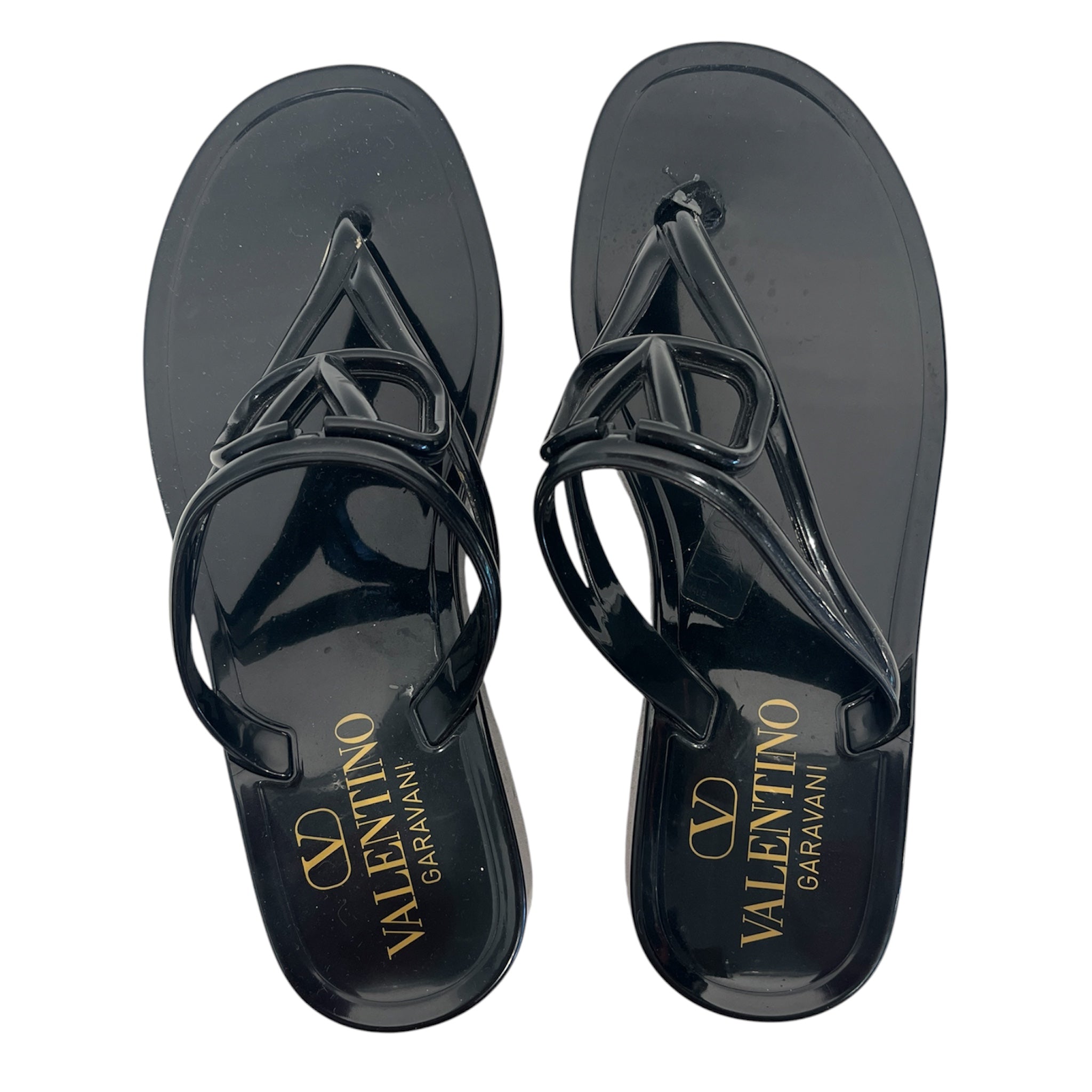 VALENTINO GARAVANI/Sandals/EU 36/BLK/v logo rubber flip flops view 3